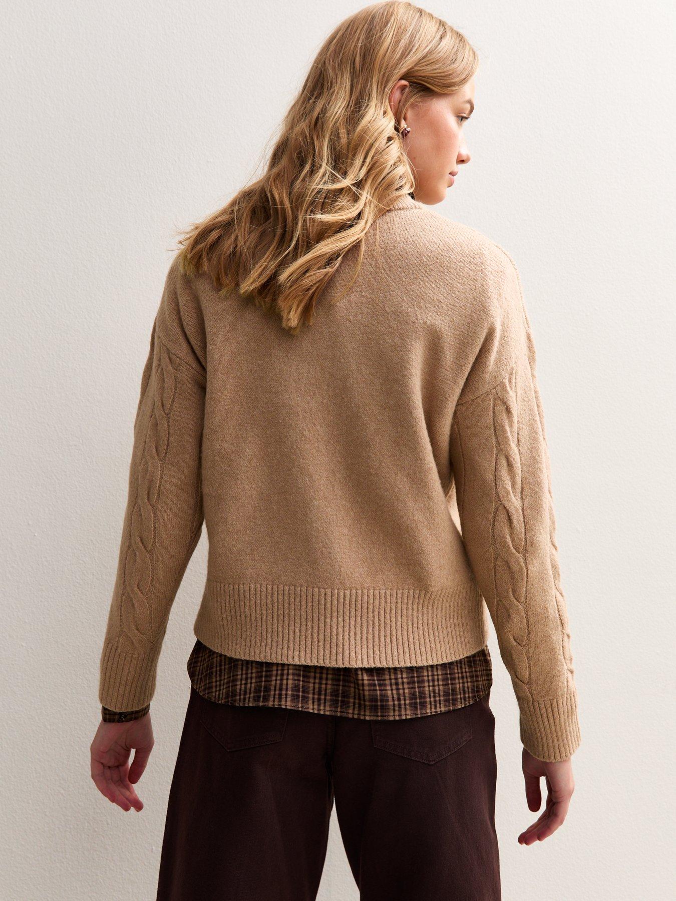 New Look Camel Cable Knit Crew Neck Jumper Very