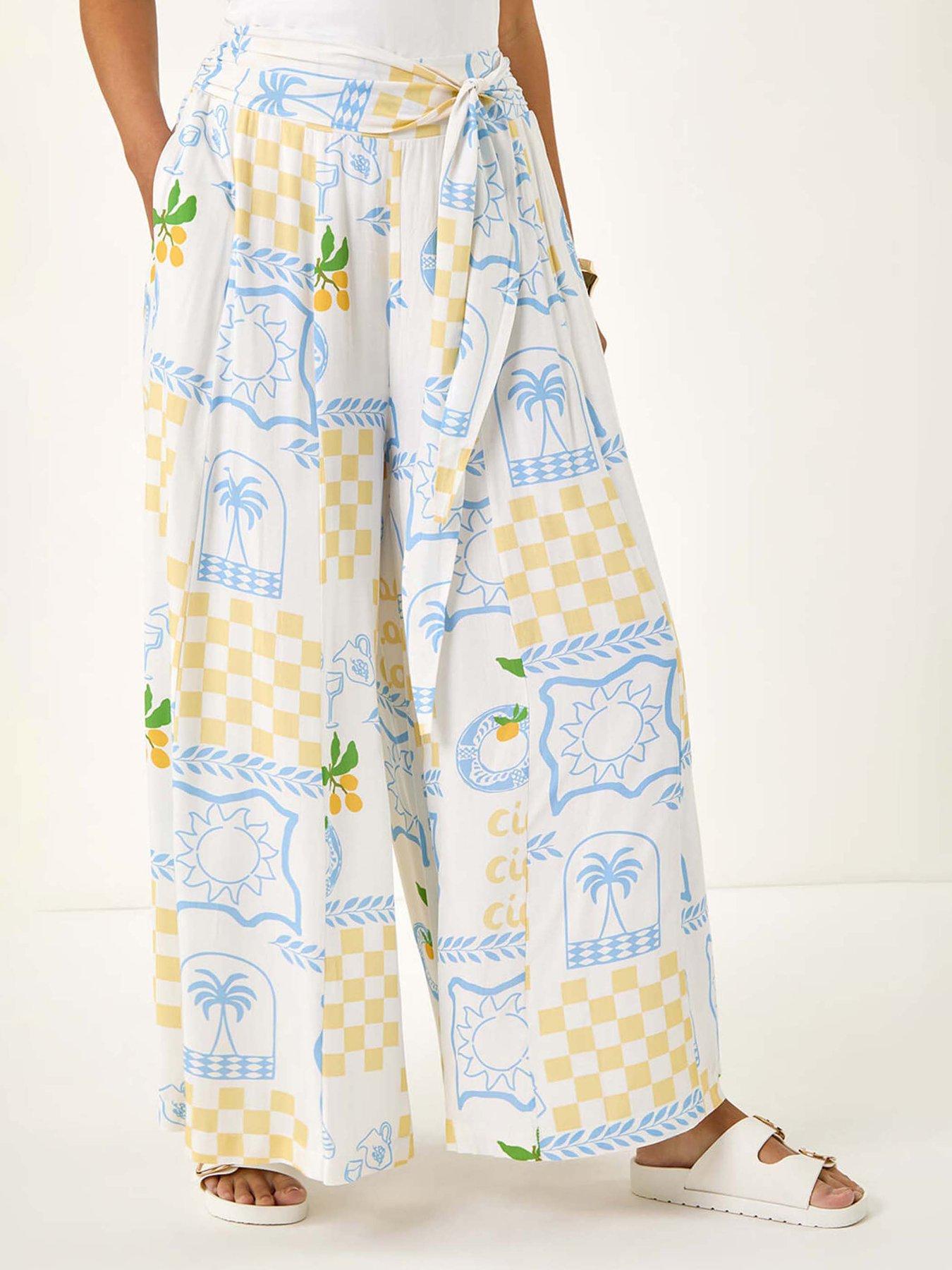 undefined Dusk Citrus Wide Leg Trouser - White