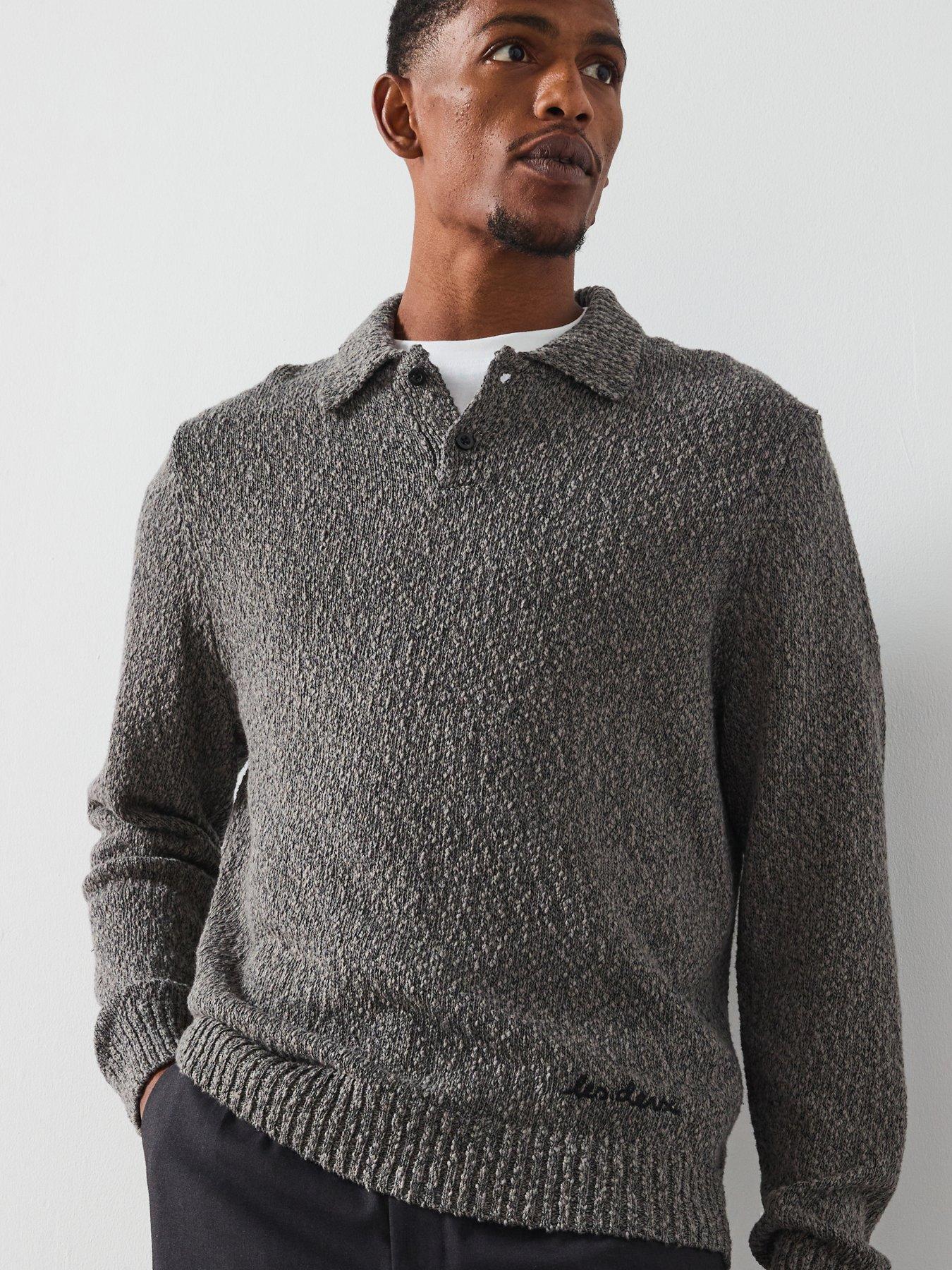 Les Deux Billy Mouline Knitted Polo Shirt, Dark Grey, Size Xl, Men