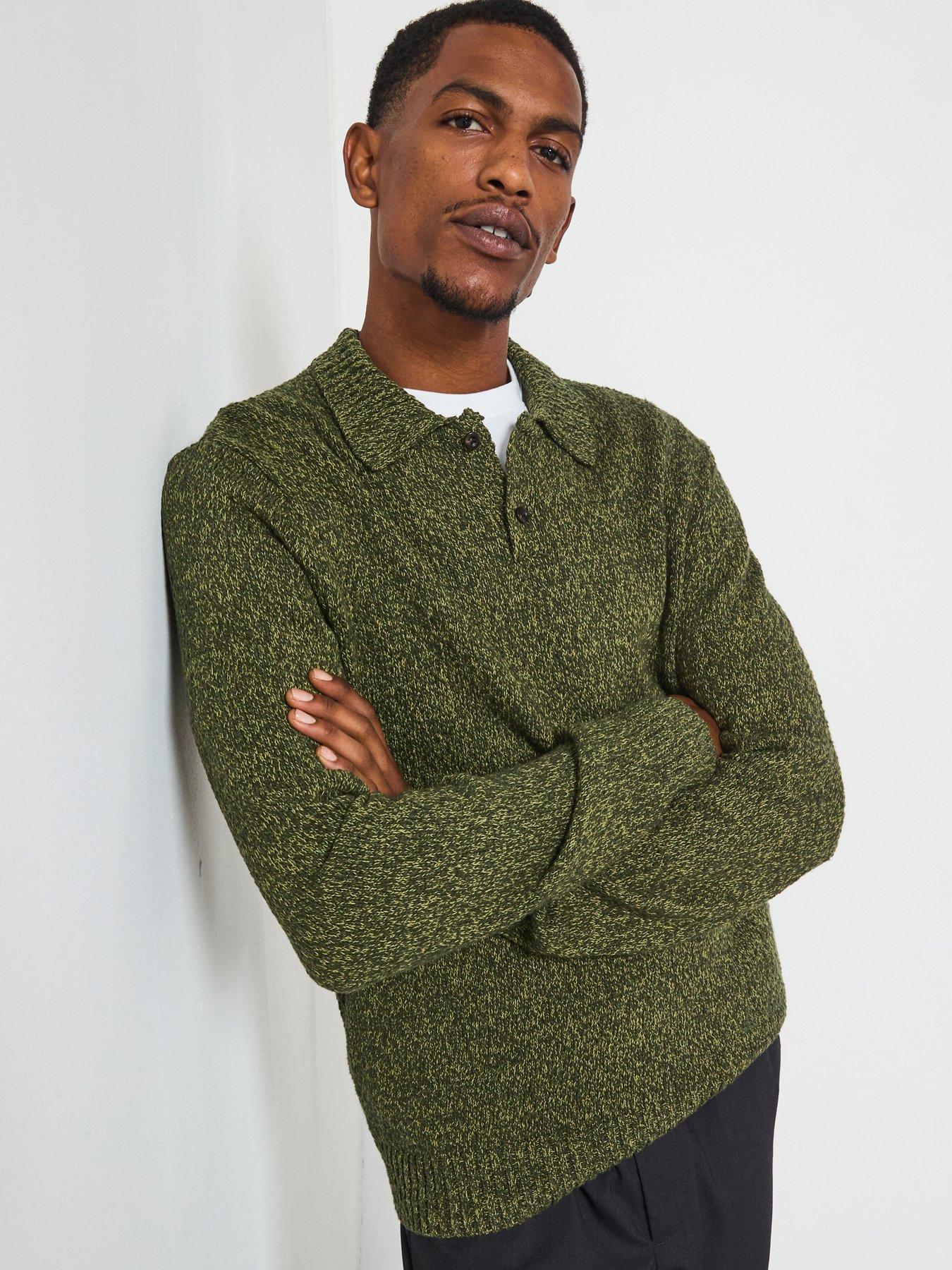 Les Deux Billy Mouline Knitted Polo Shirt - Dark Green