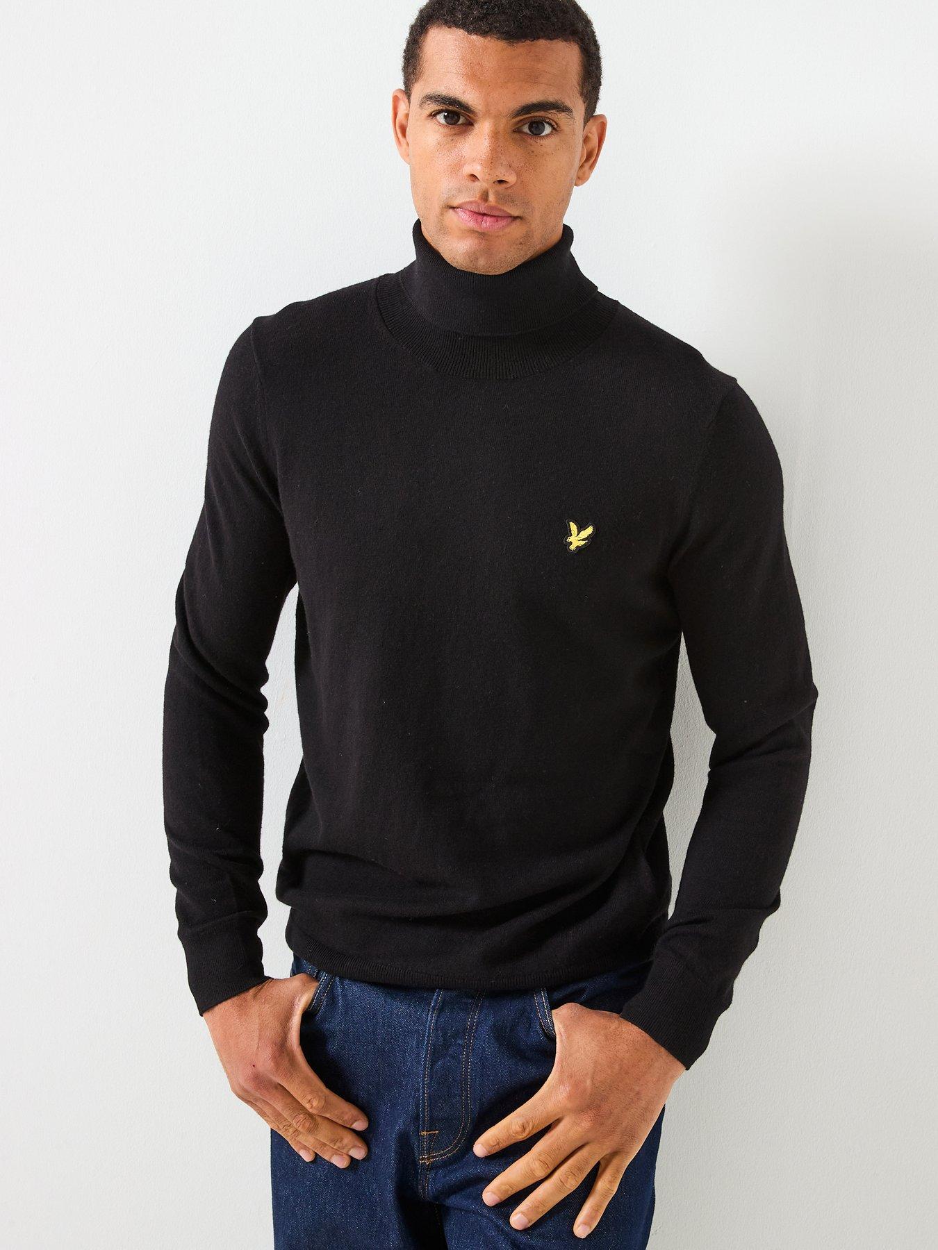 Lyle & Scott Cotton Merino Turtle Neck Jumper- Black