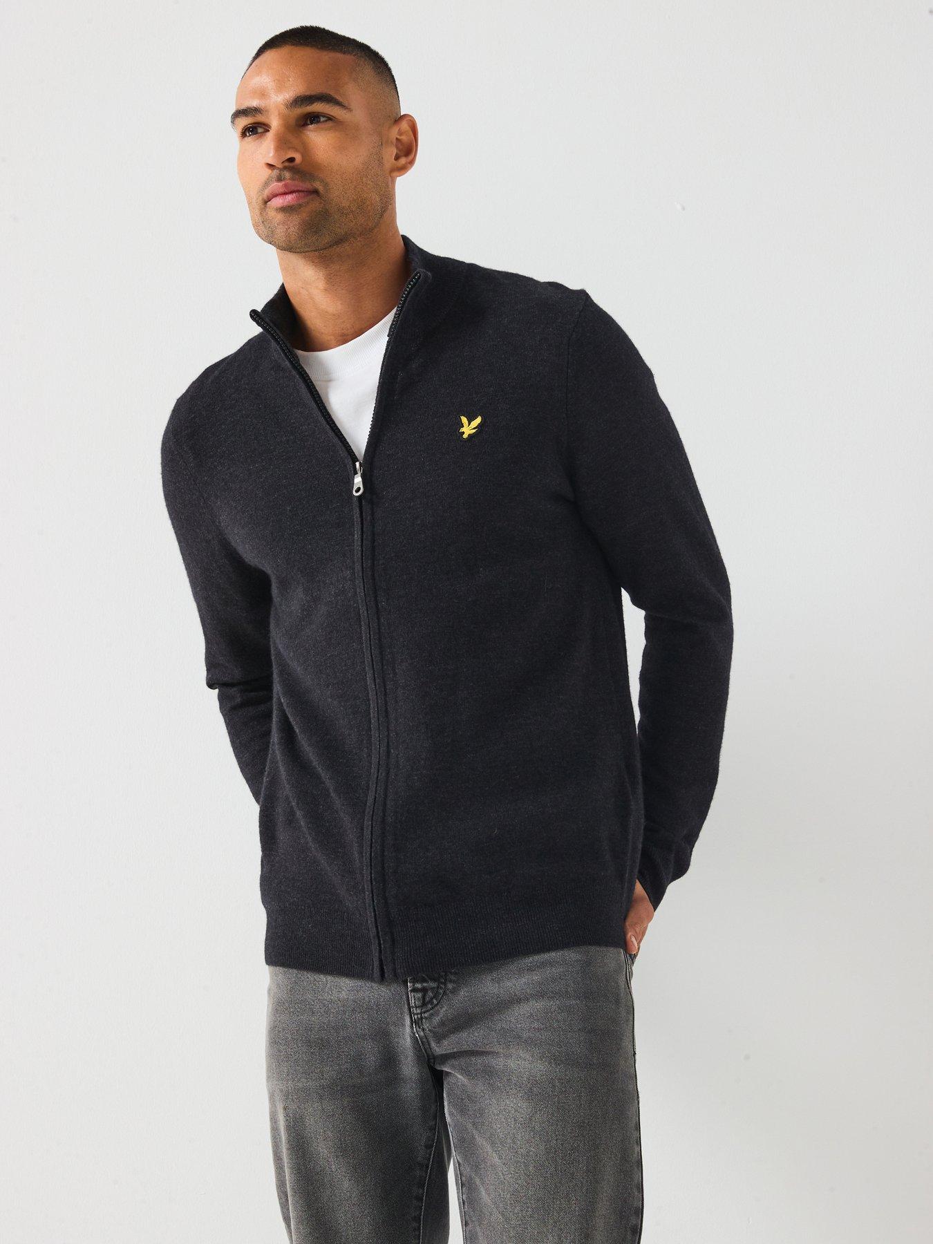 lyle-scott-lambswool-blend-zip-through-knitted-cardigannbsp--black