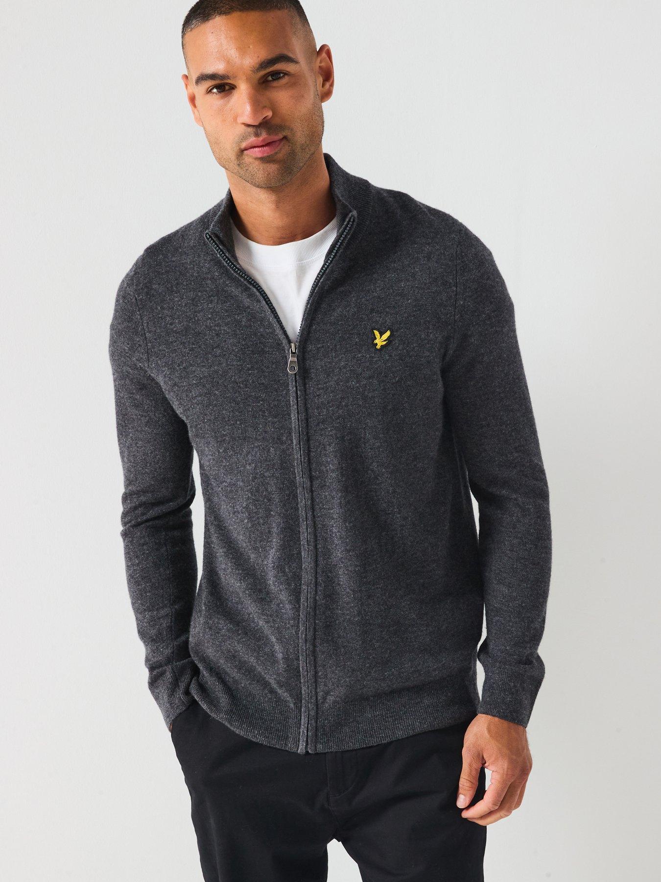 Lyle & Scott Lambswool Blend Zip Through Knitted Cardigan - Grey