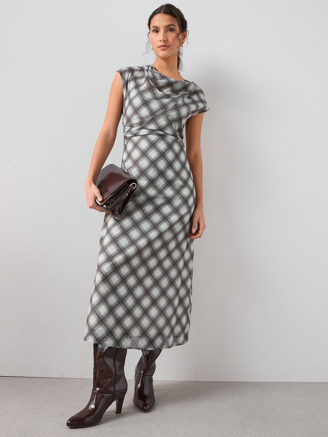 The Very Collection Gingham Cowl Neck Midaxi Dress - Print