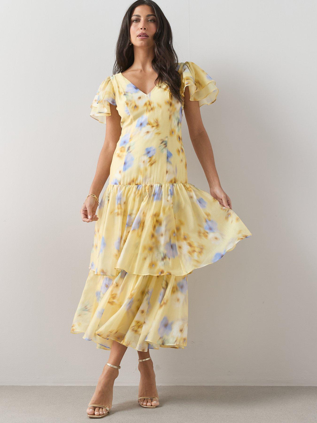 Image 3 of 8 of The Very Collection Floral Ruffle Tiered Midi Dress - Print