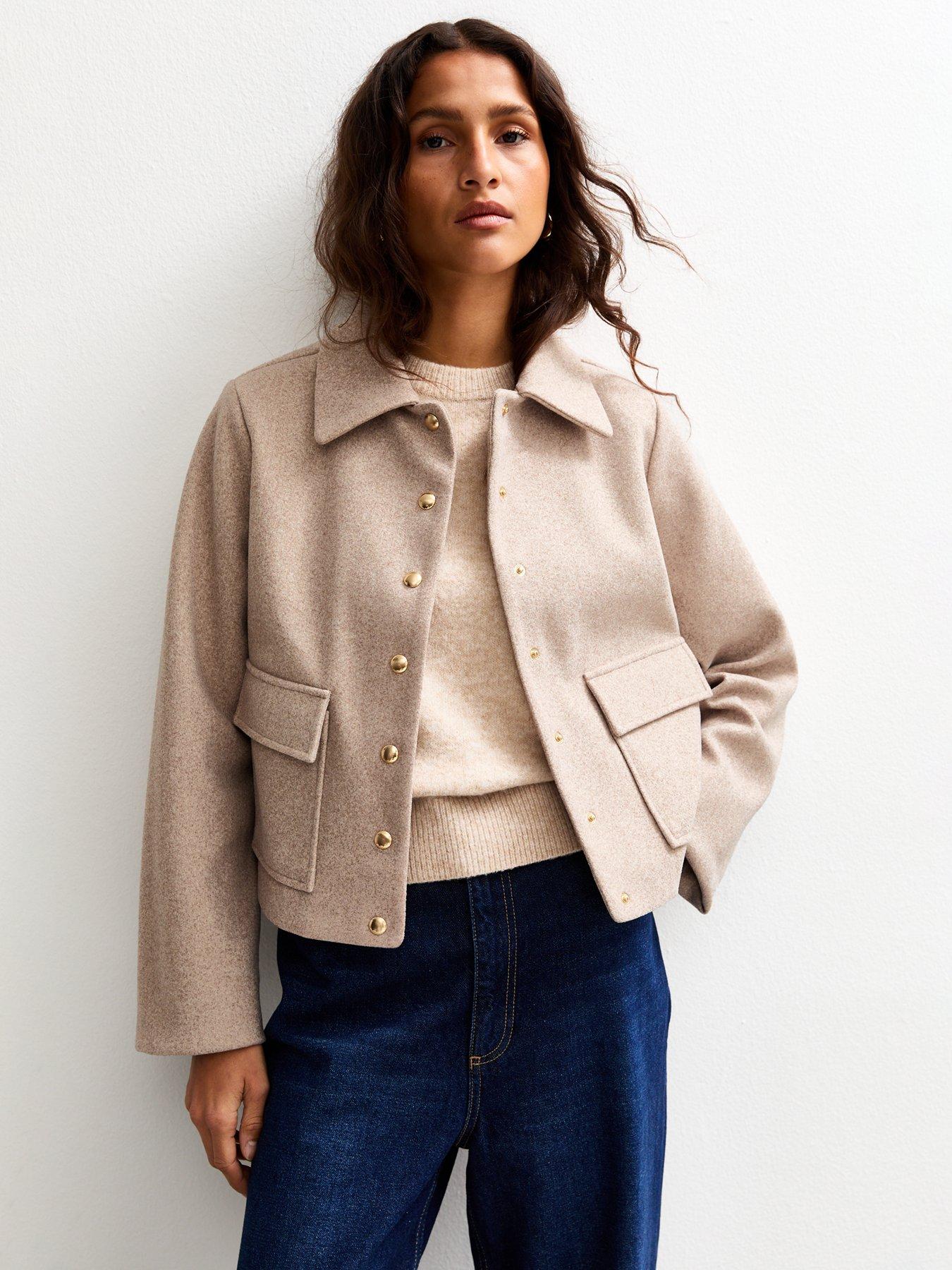 undefined Button Up Long Sleeve Shacket - Cream