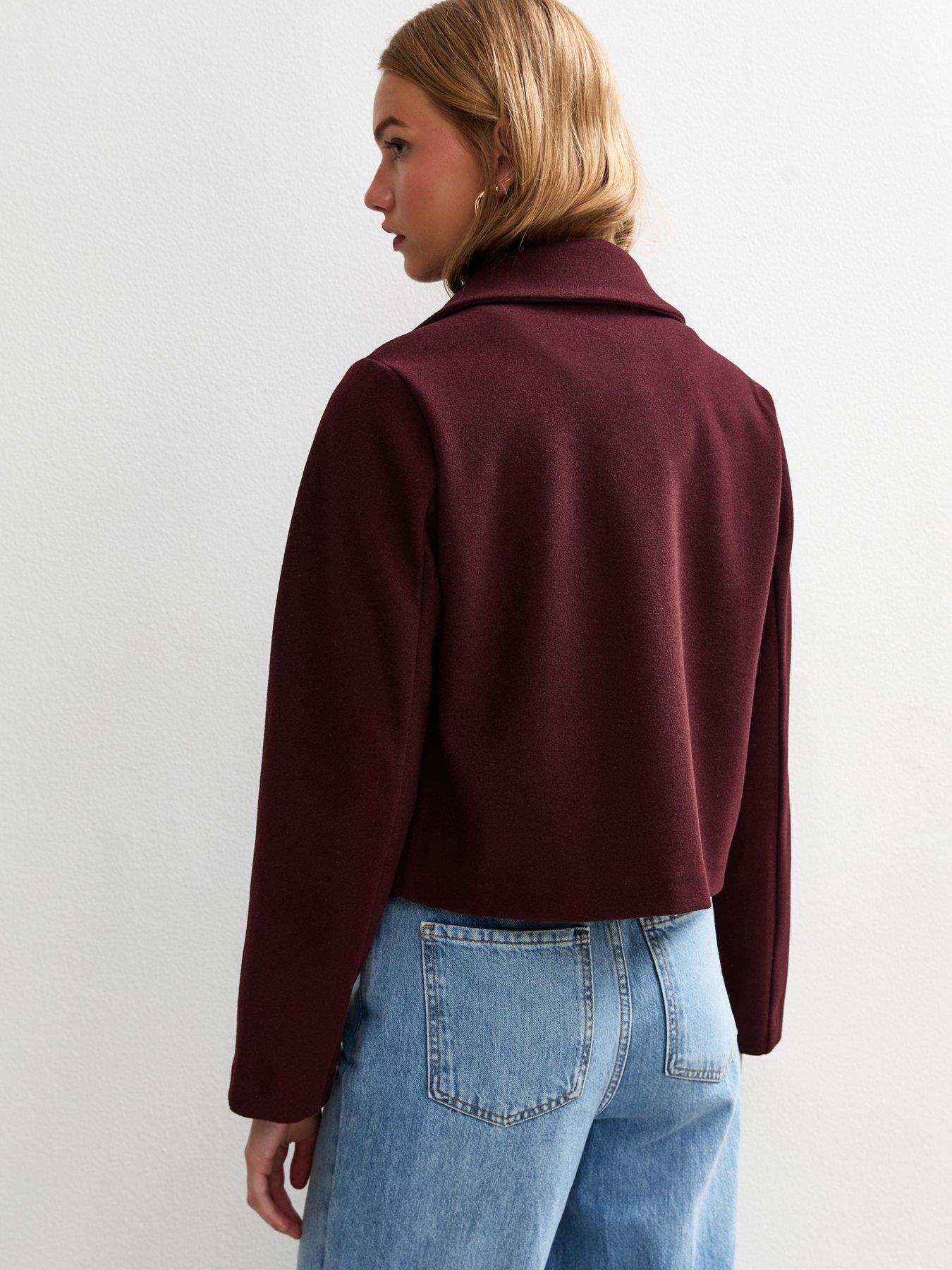 Image 2 of 4 of New Look Dark Burgundy Multi Button Shacket Jacket - Red
