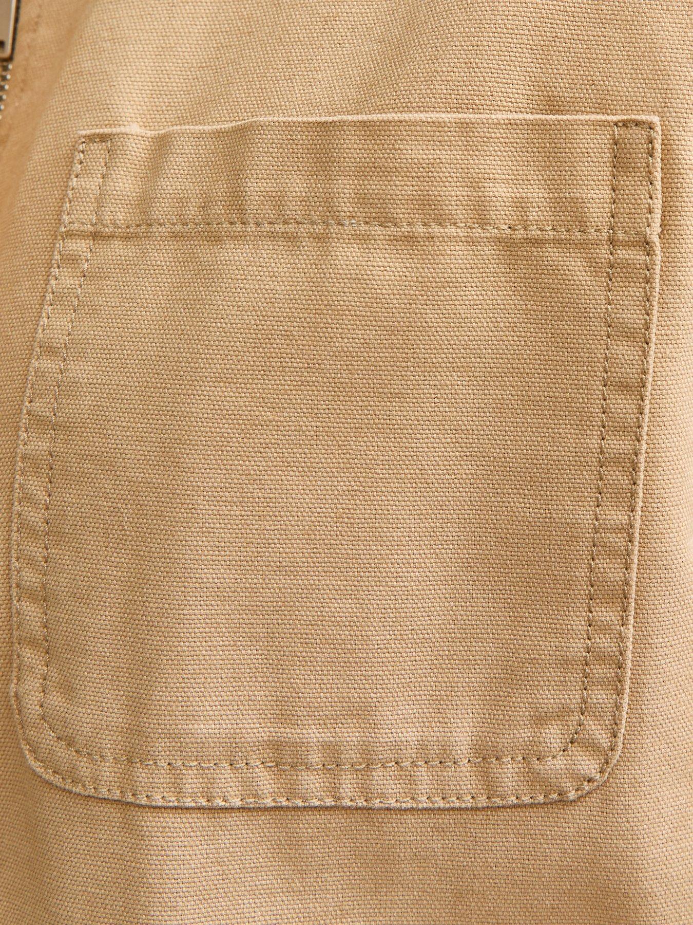 Image 5 of 6 of New Look Stone Contrast Collar Midi Barn Jacket - Cream