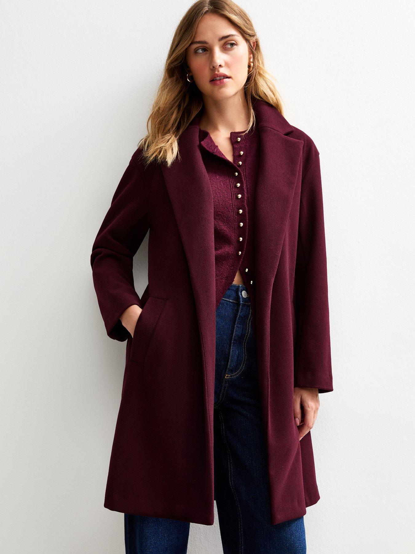 New Look Unlined Tailored Coat - Dark Burgundy