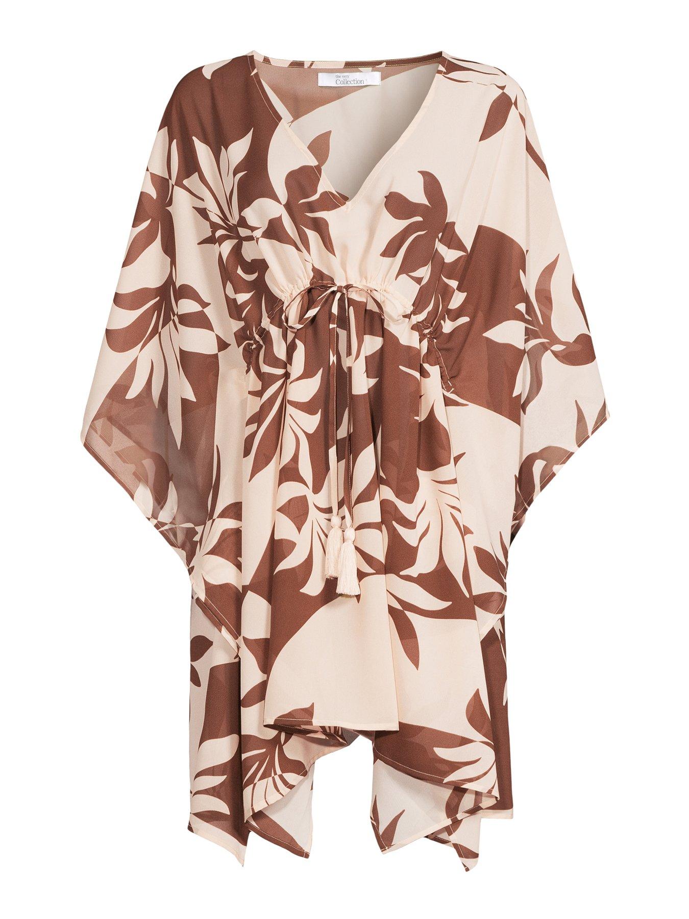 Image 7 of 7 of The Very Collection Floral Kaftan - Brown
