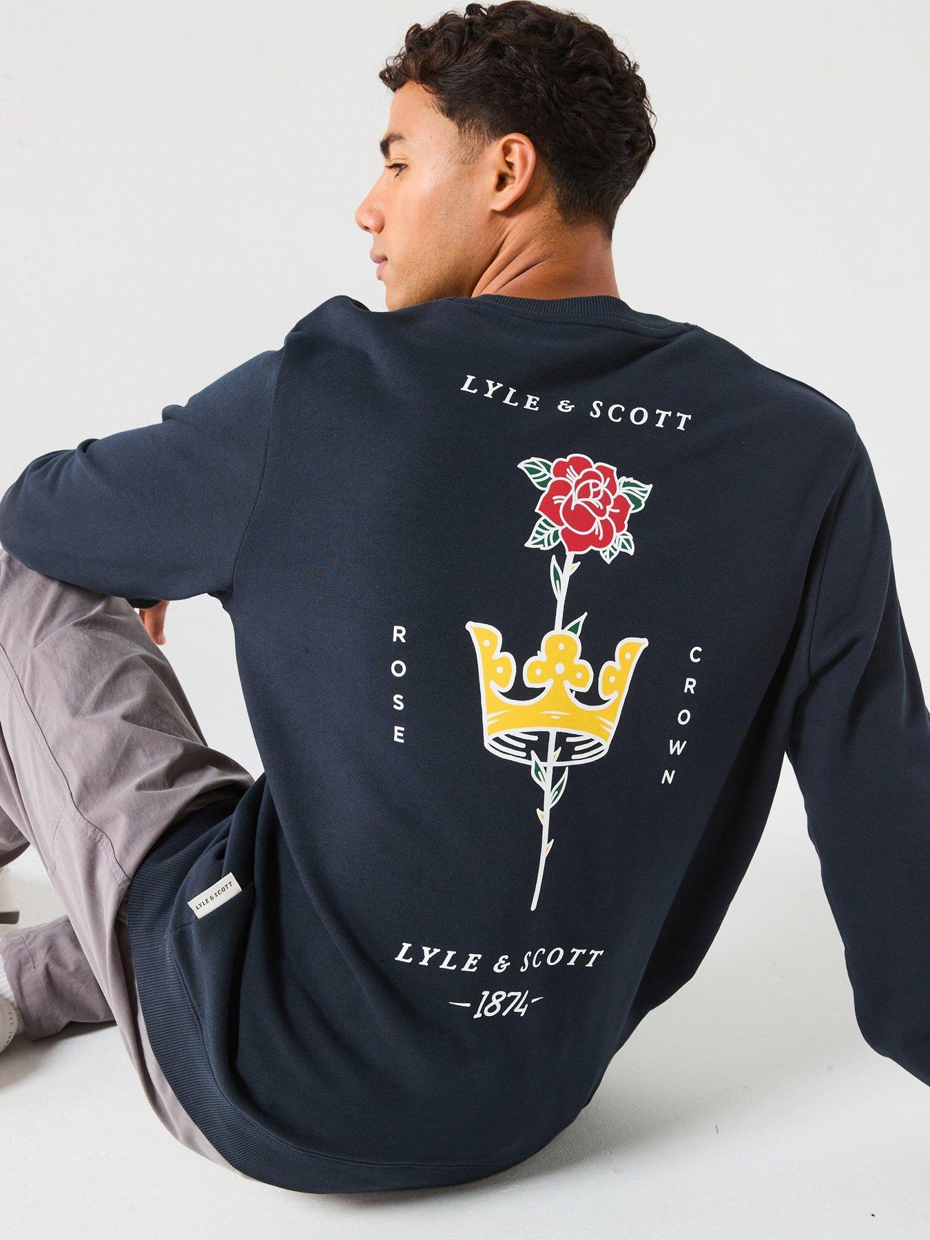Lyle & Scott Rose And Crown Graphic Crew Neck- Navy