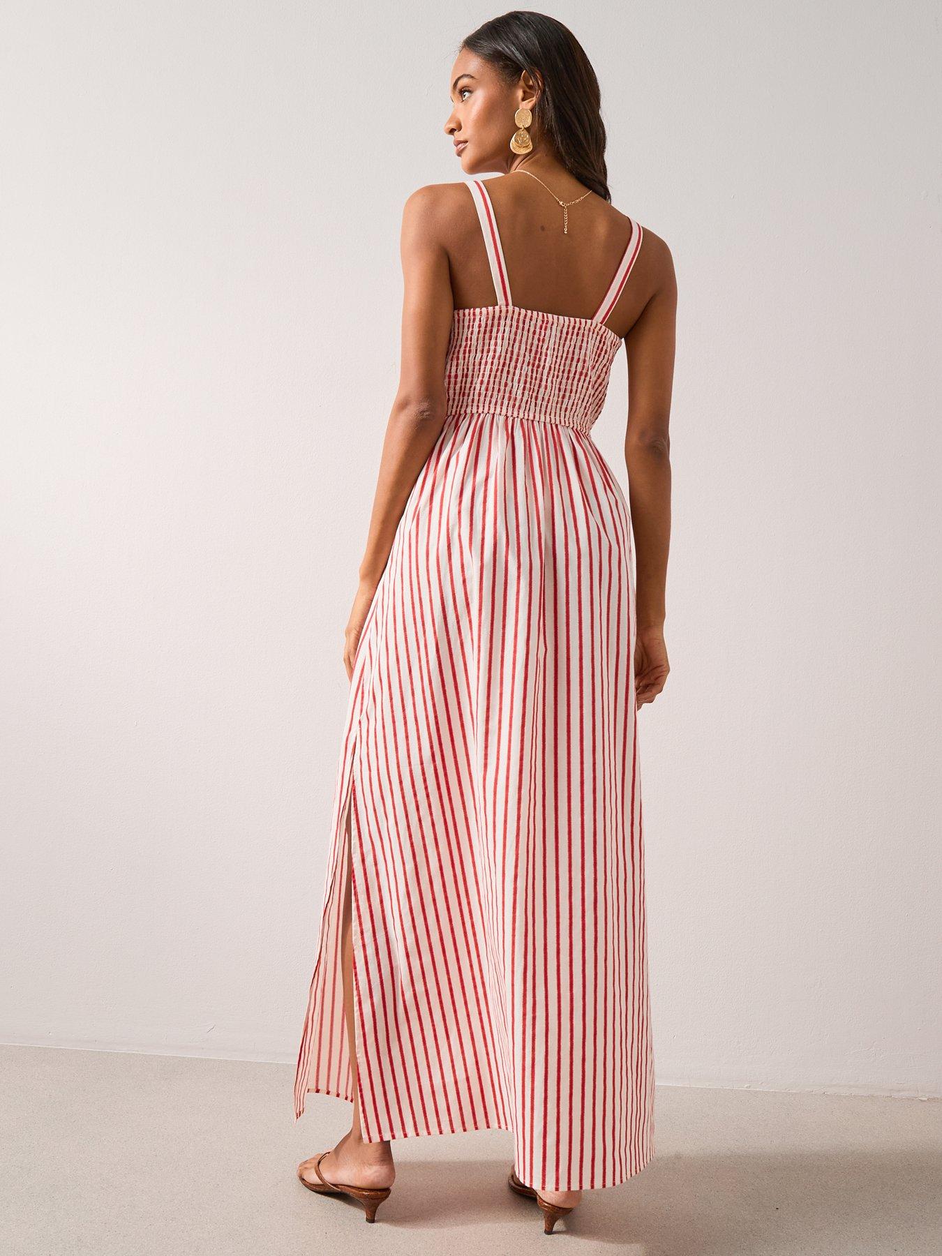 Image 2 of 7 of The Very Collection Floral Stripe Beach Maxi Dress - Red