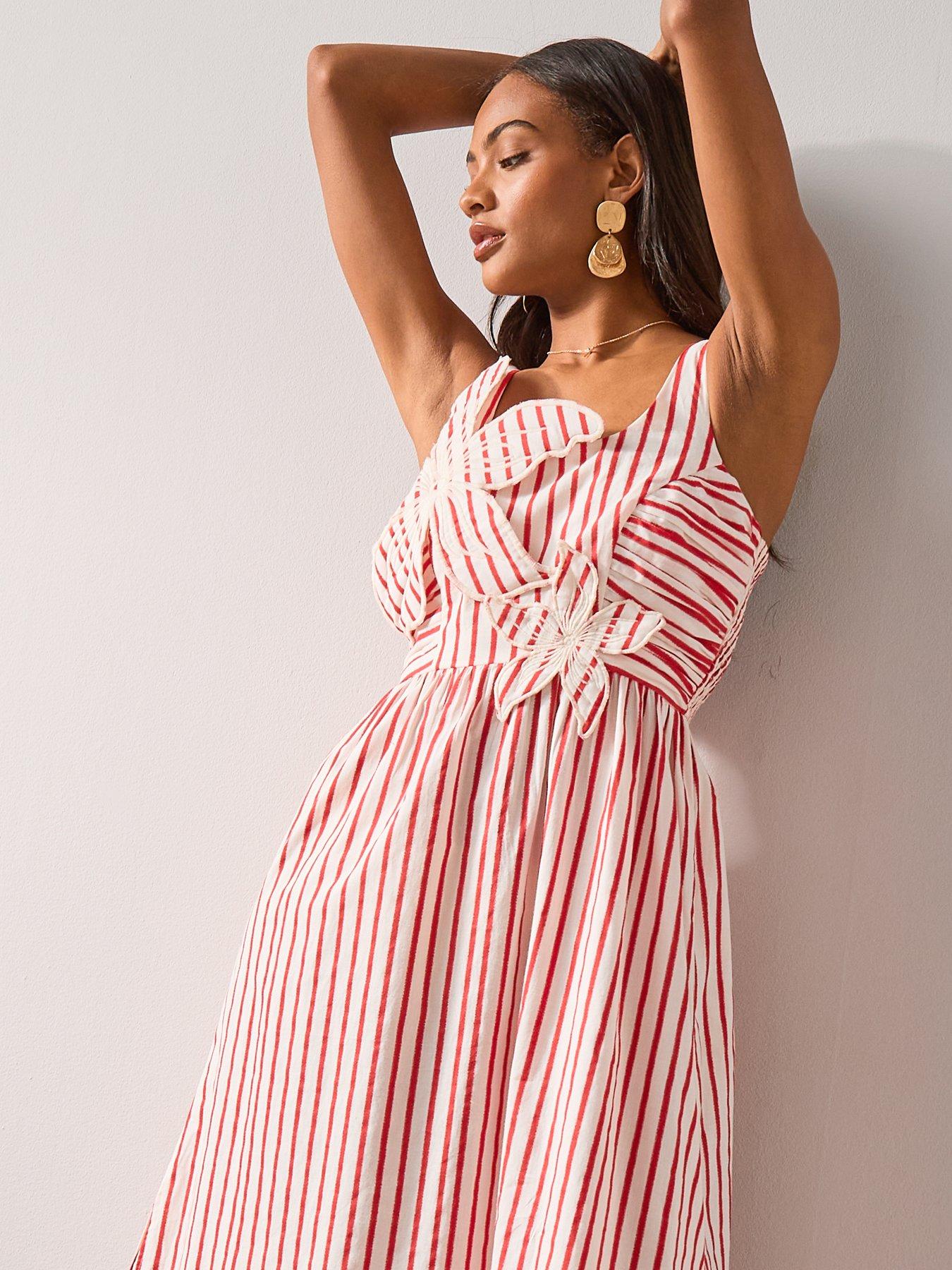 Image 4 of 7 of The Very Collection Floral Stripe Beach Maxi Dress - Red