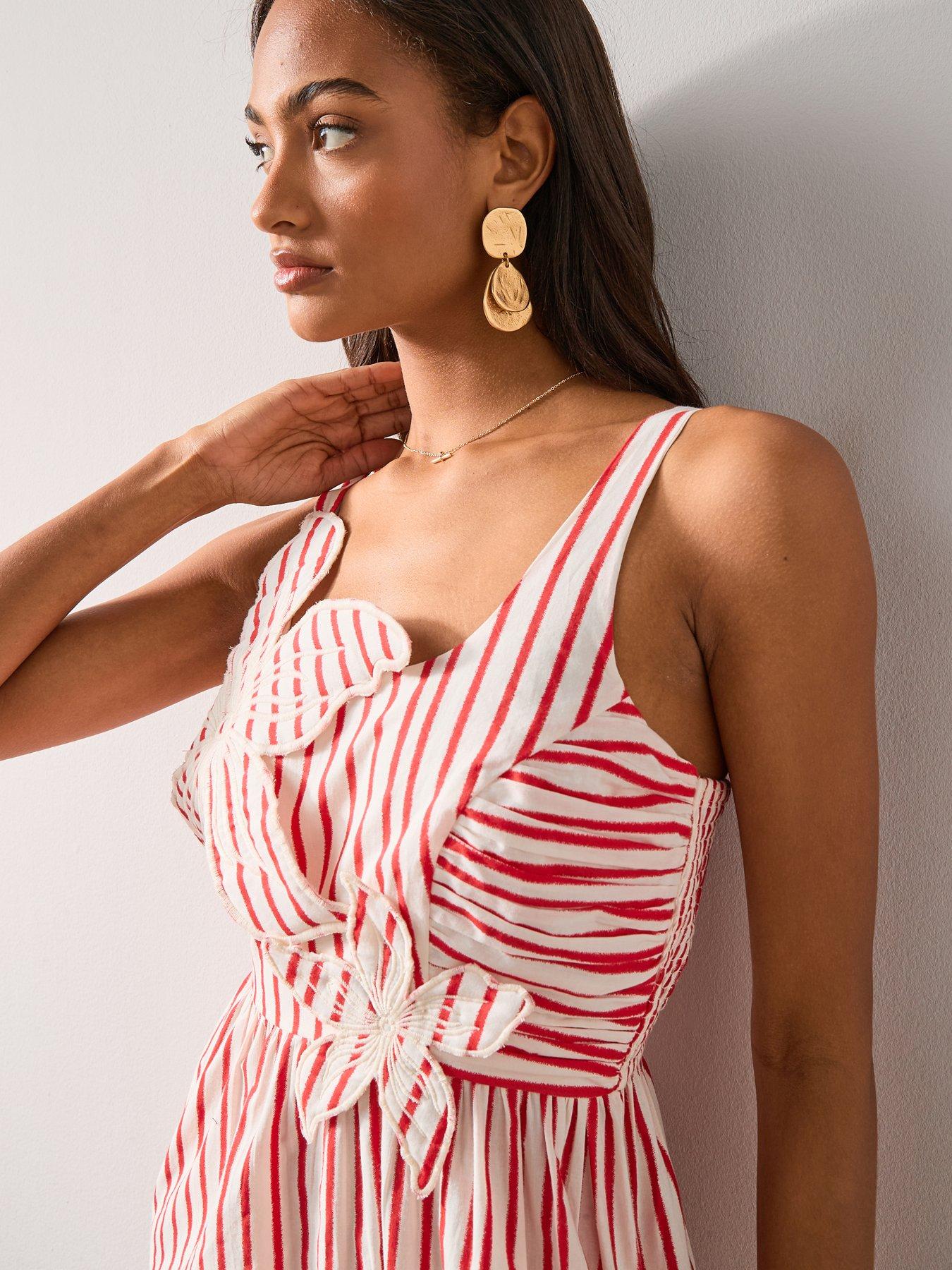 Image 5 of 7 of The Very Collection Floral Stripe Beach Maxi Dress - Red