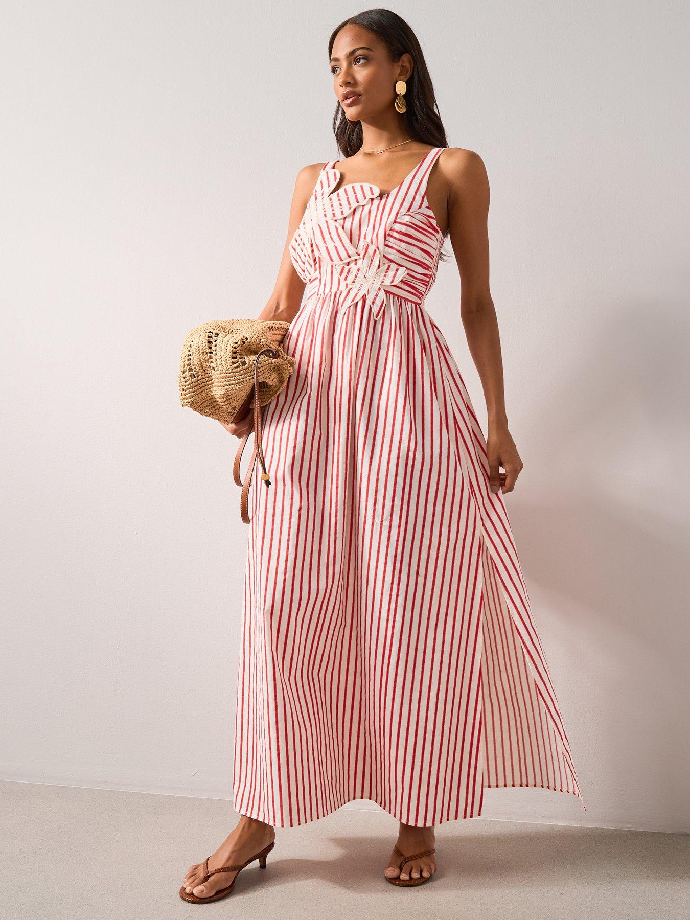 Image 6 of 7 of The Very Collection Floral Stripe Beach Maxi Dress - Red