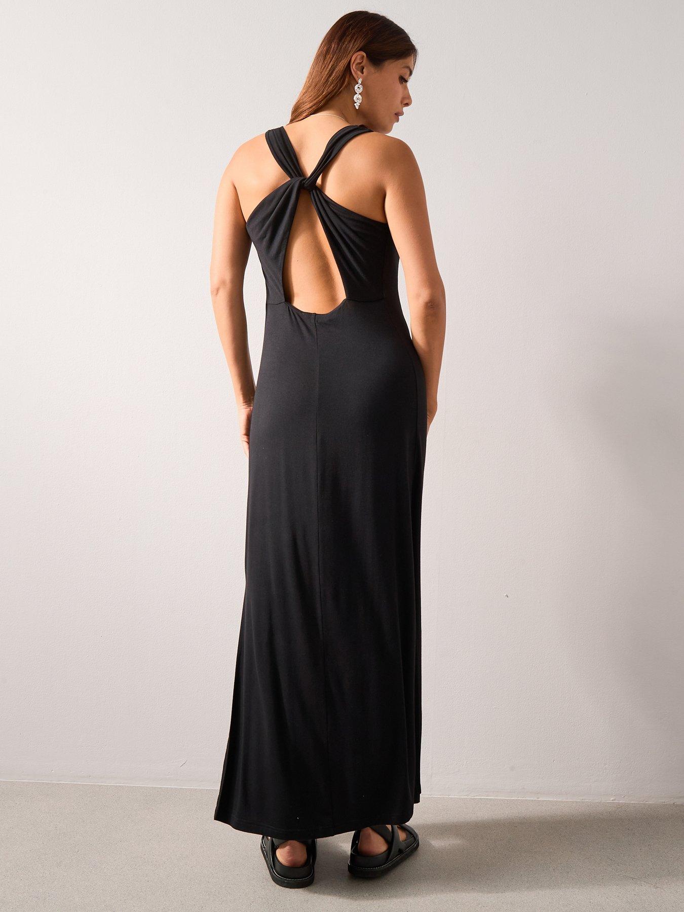 black jersey beach dress Black Crinkle Cotton Bloused Beach Dress – Lindsey Brown main image 0