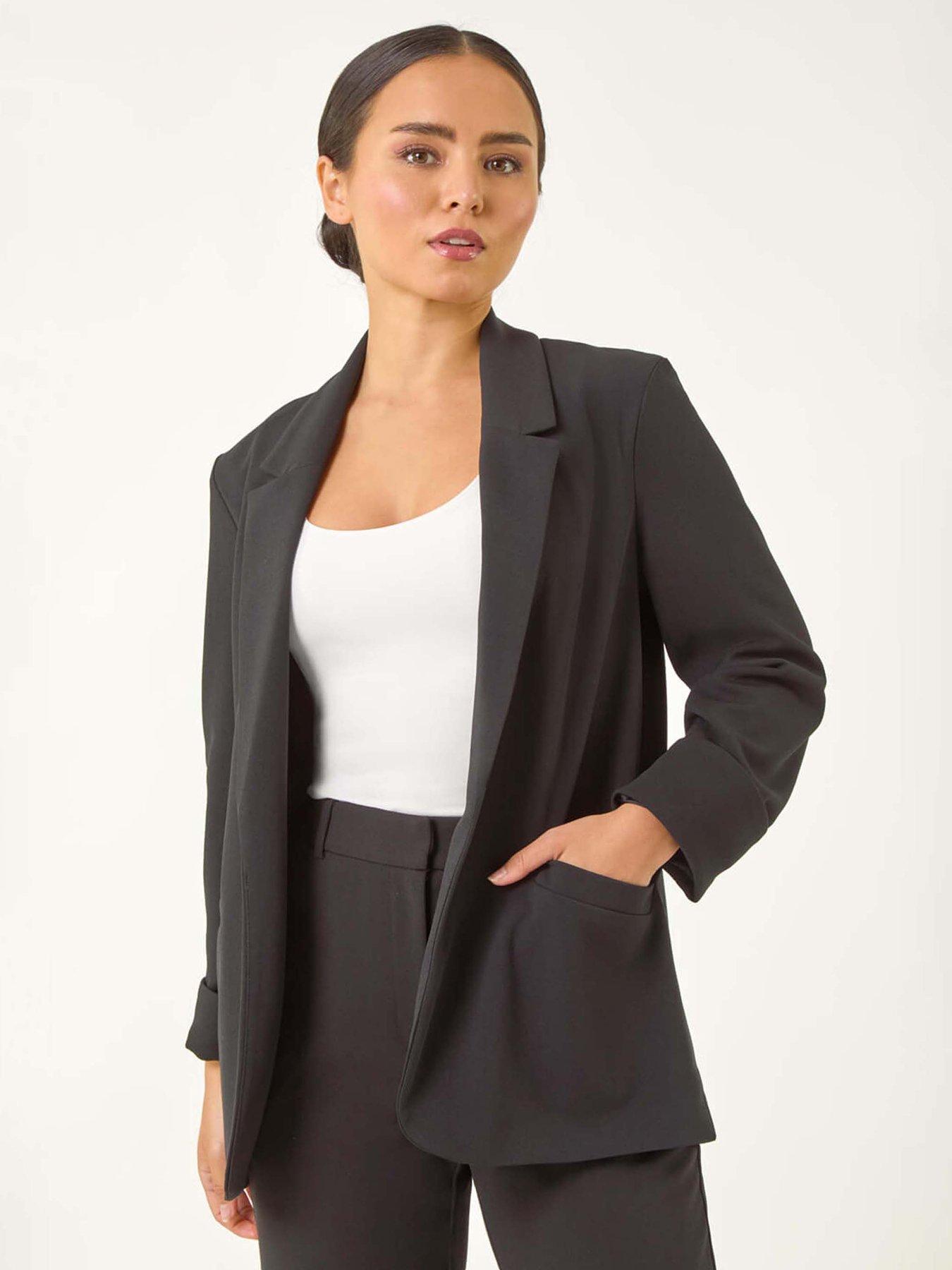 undefined Petite Revere Collar Stretch Blazer - Black
