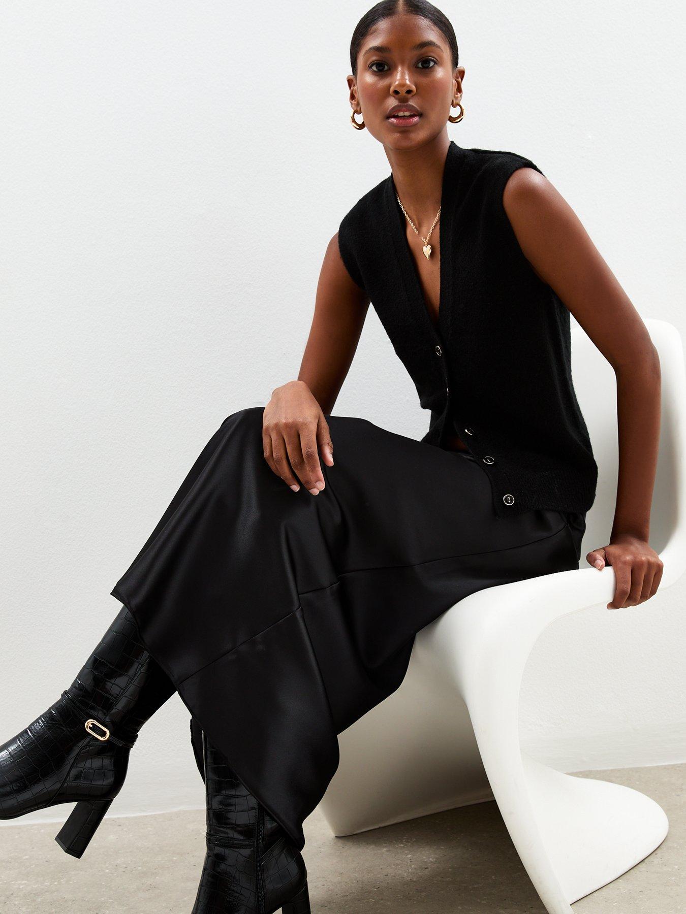 New Look Satin Bias Cut Midi Skirt - Black | Very