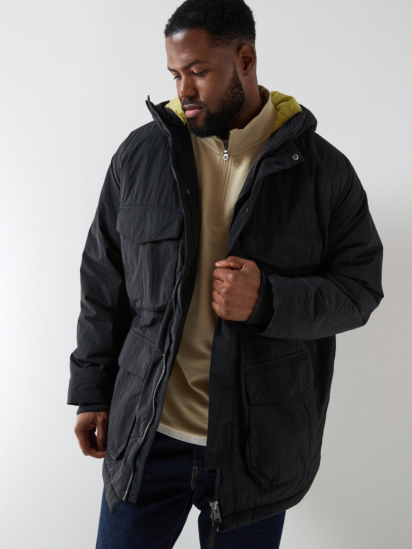Lyle & Scott Big And Tall Tactical Wadded Parka- Black