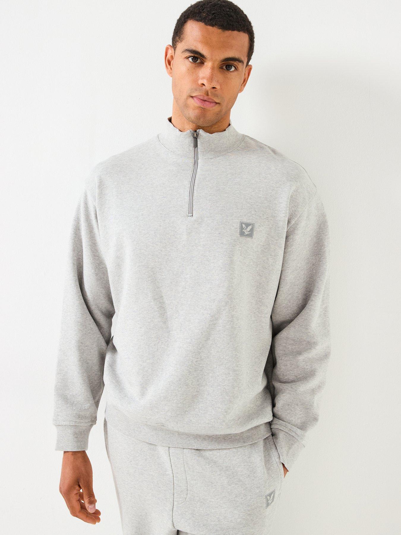 lyle-scott-loungewear-14-zip-sweatshirt--dark-grey-light-grey