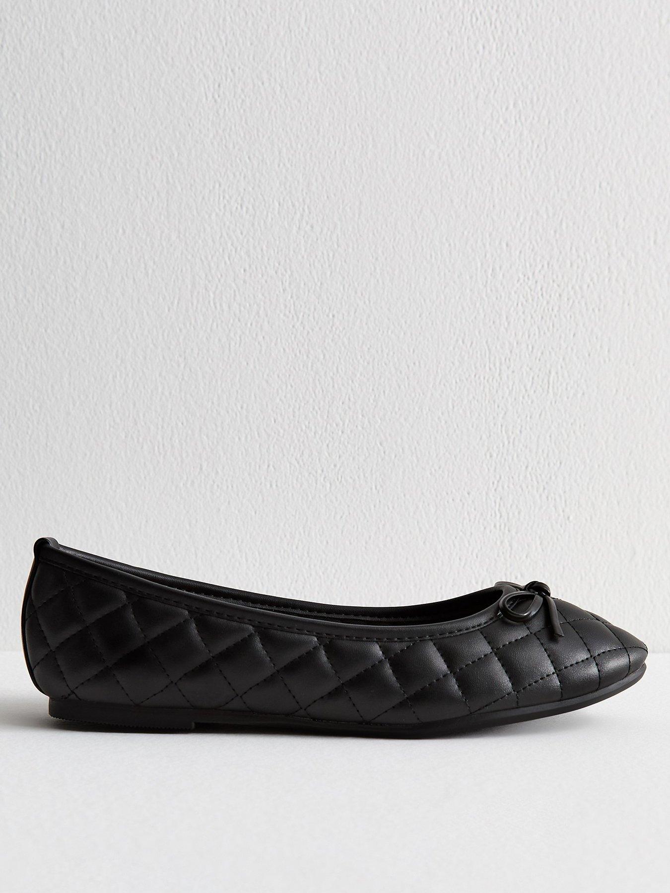 undefined Quilted Faux Leather Ballet Flats - Black