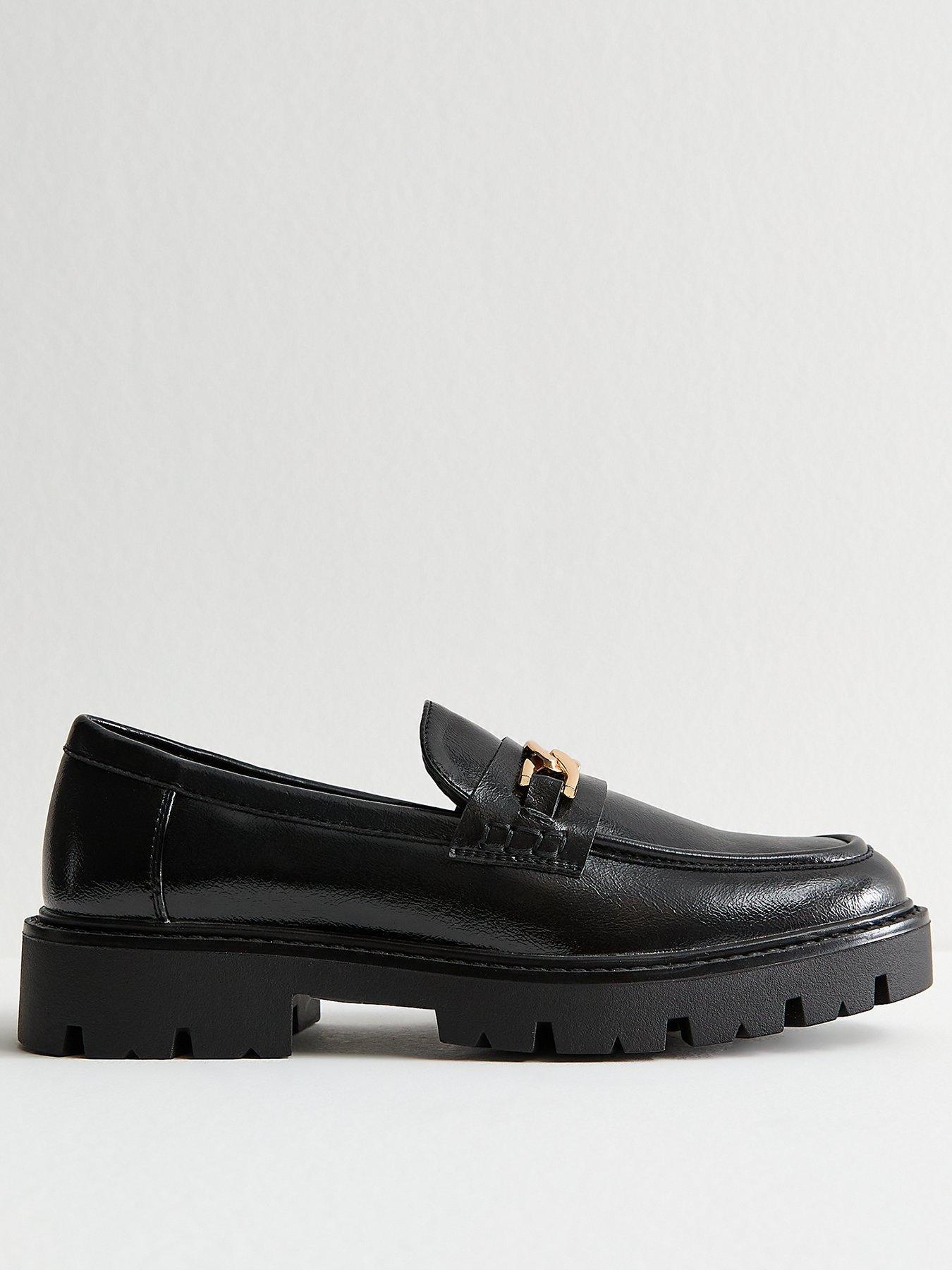 New Look Black Faux Leather Chain Link Chunky Loafer