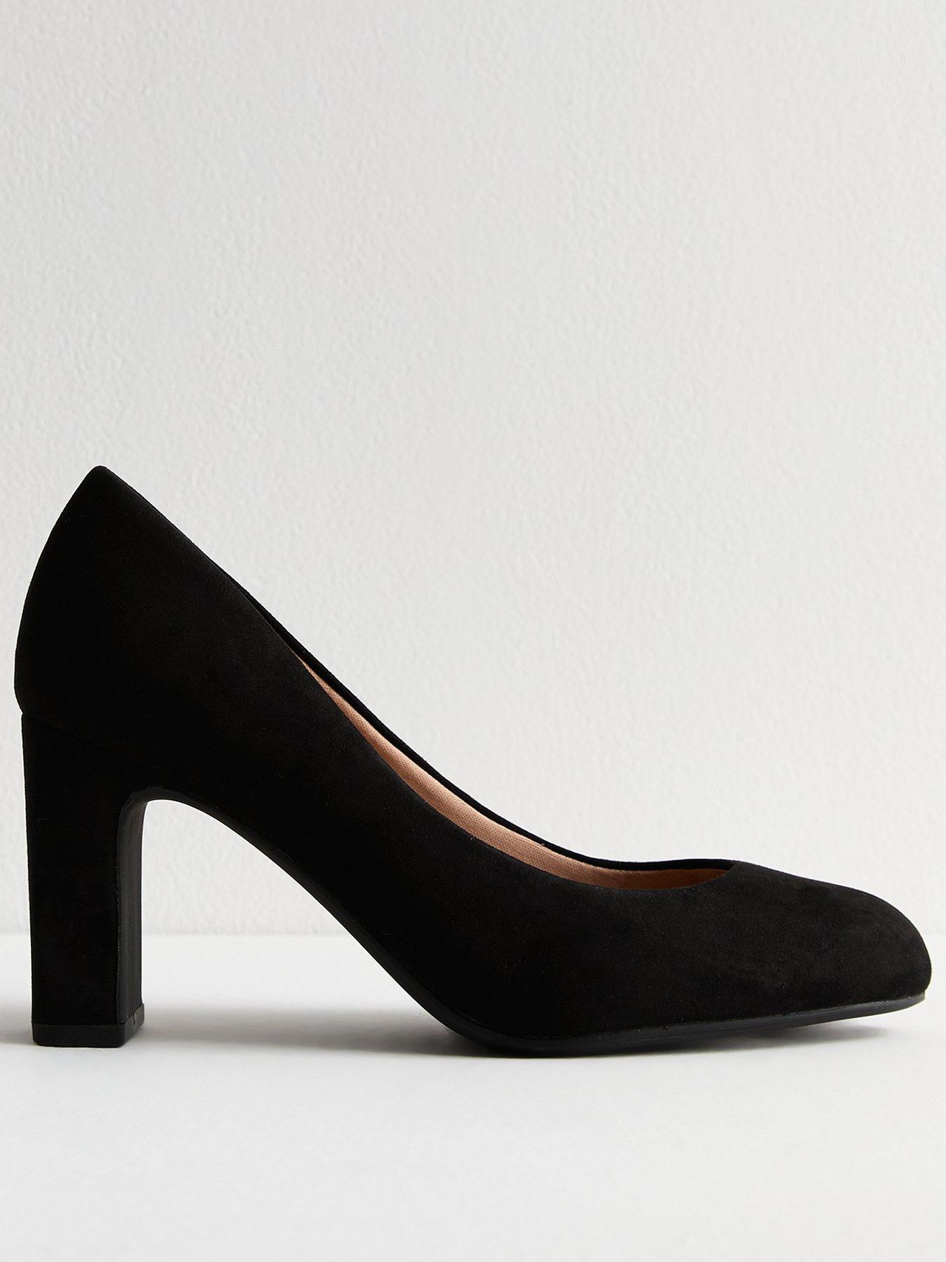 undefined Wide Fit Faux Suede Court Shoes - Black