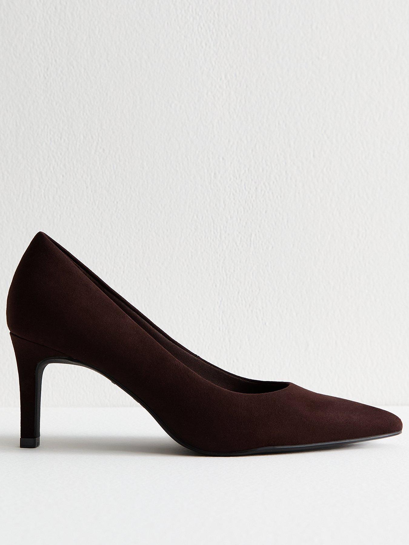 New Look Faux Suede Pointed Toe Court Shoes Dark Brown Very