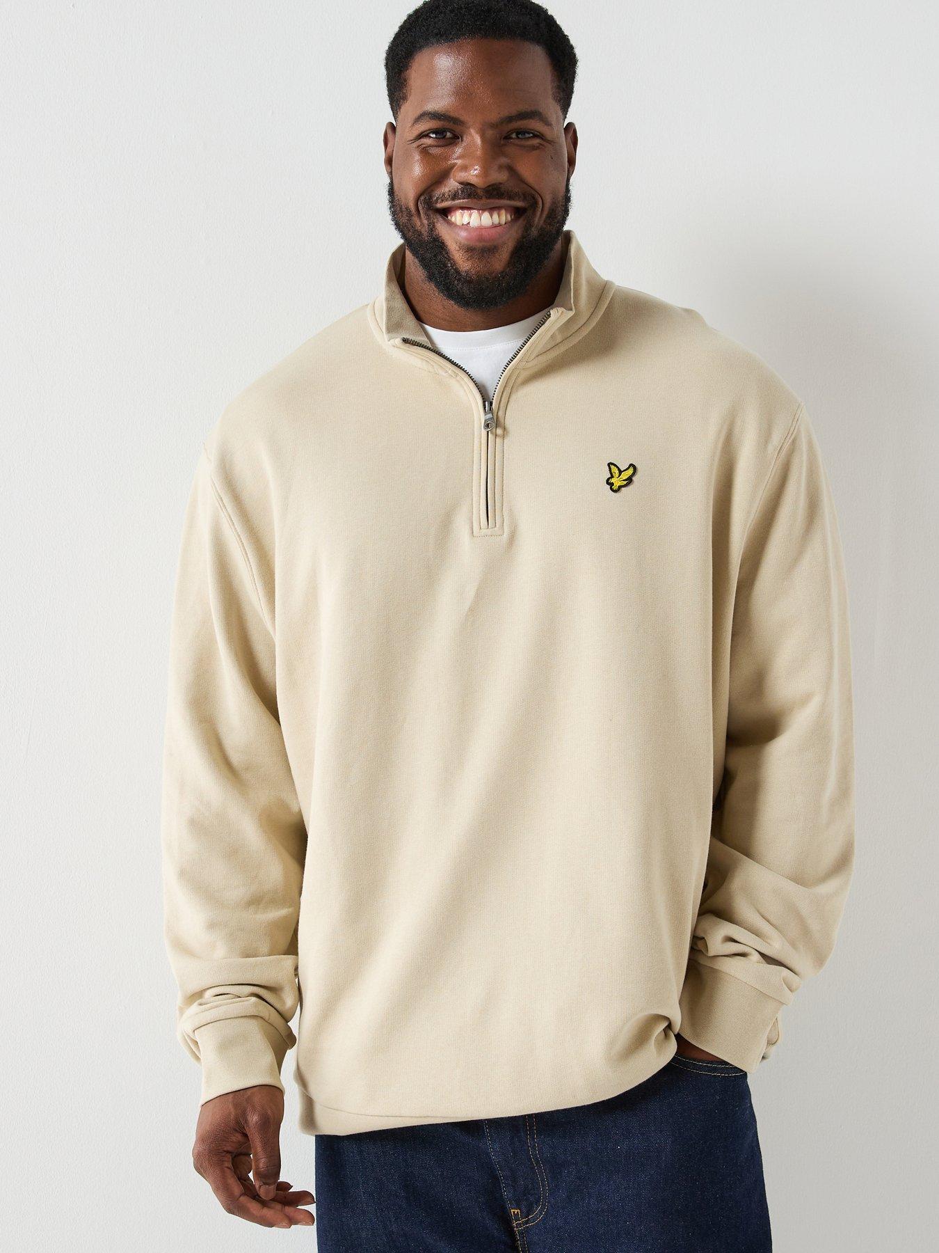 Lyle & Scott Big and Tall Loopback Quarter Zip Sweatshirt - Cream
