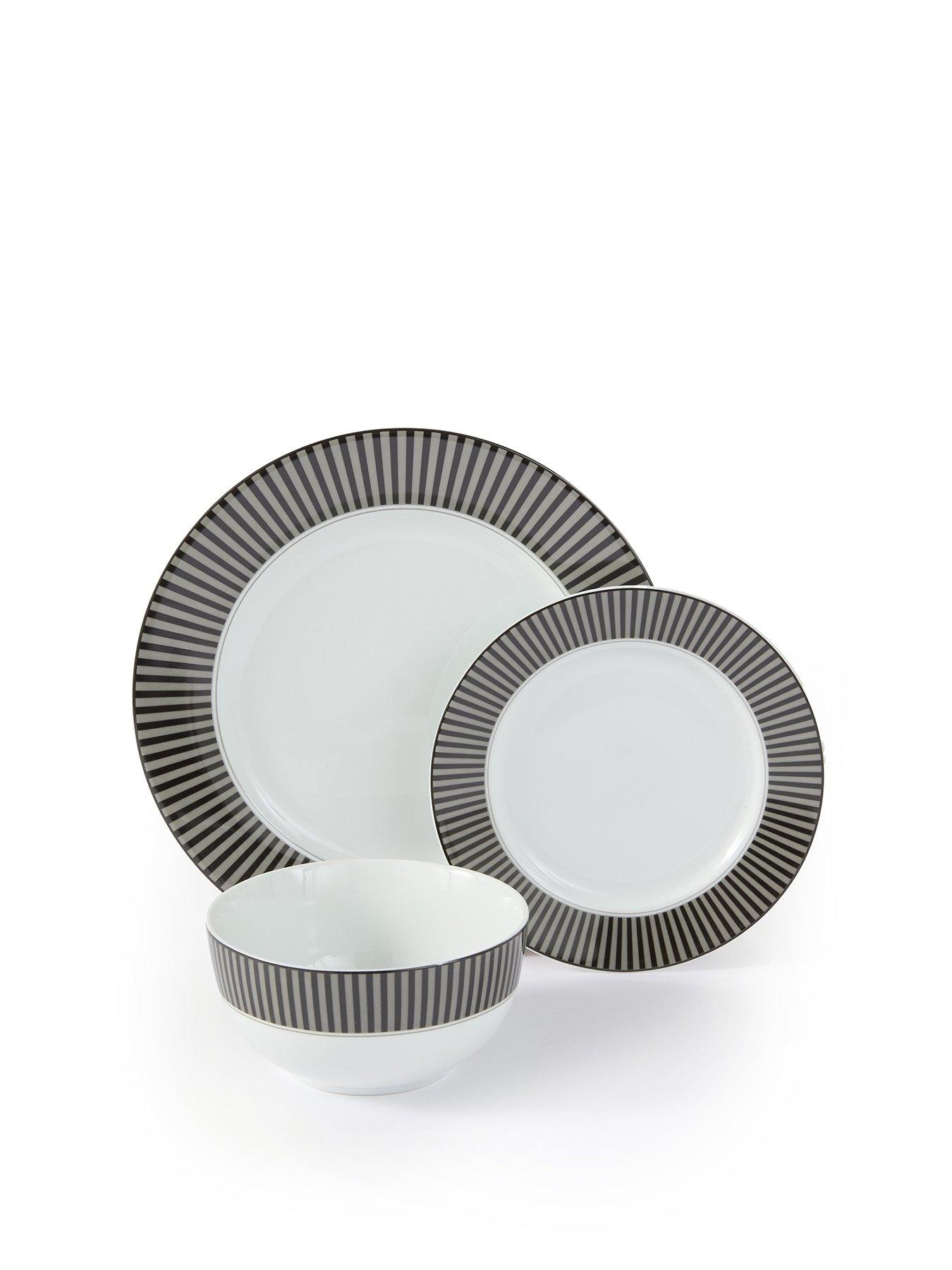 Image 2 of 5 of WATERSIDE 12pc Black &amp; Grey Stripe