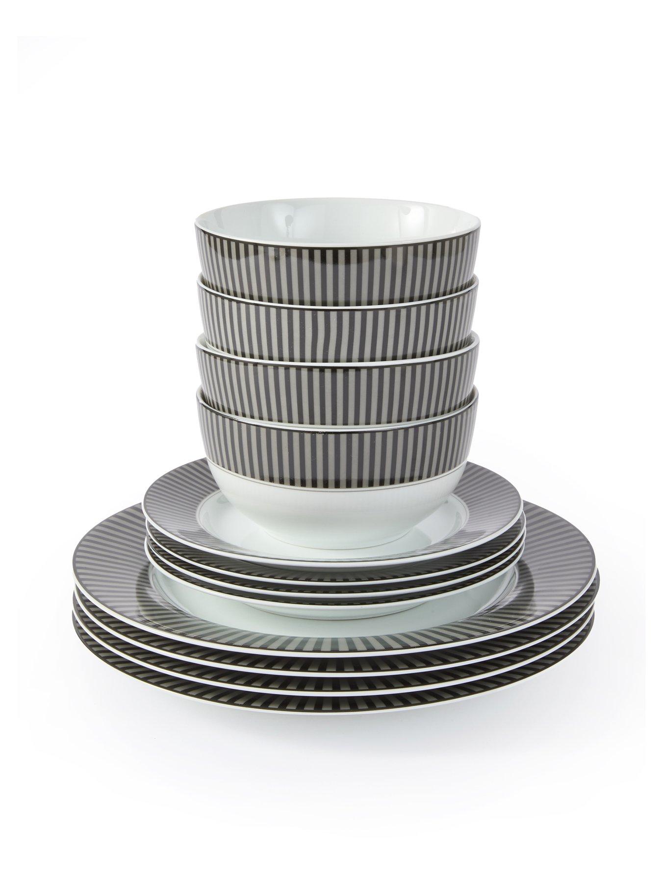 Image 3 of 5 of WATERSIDE 12pc Black &amp; Grey Stripe