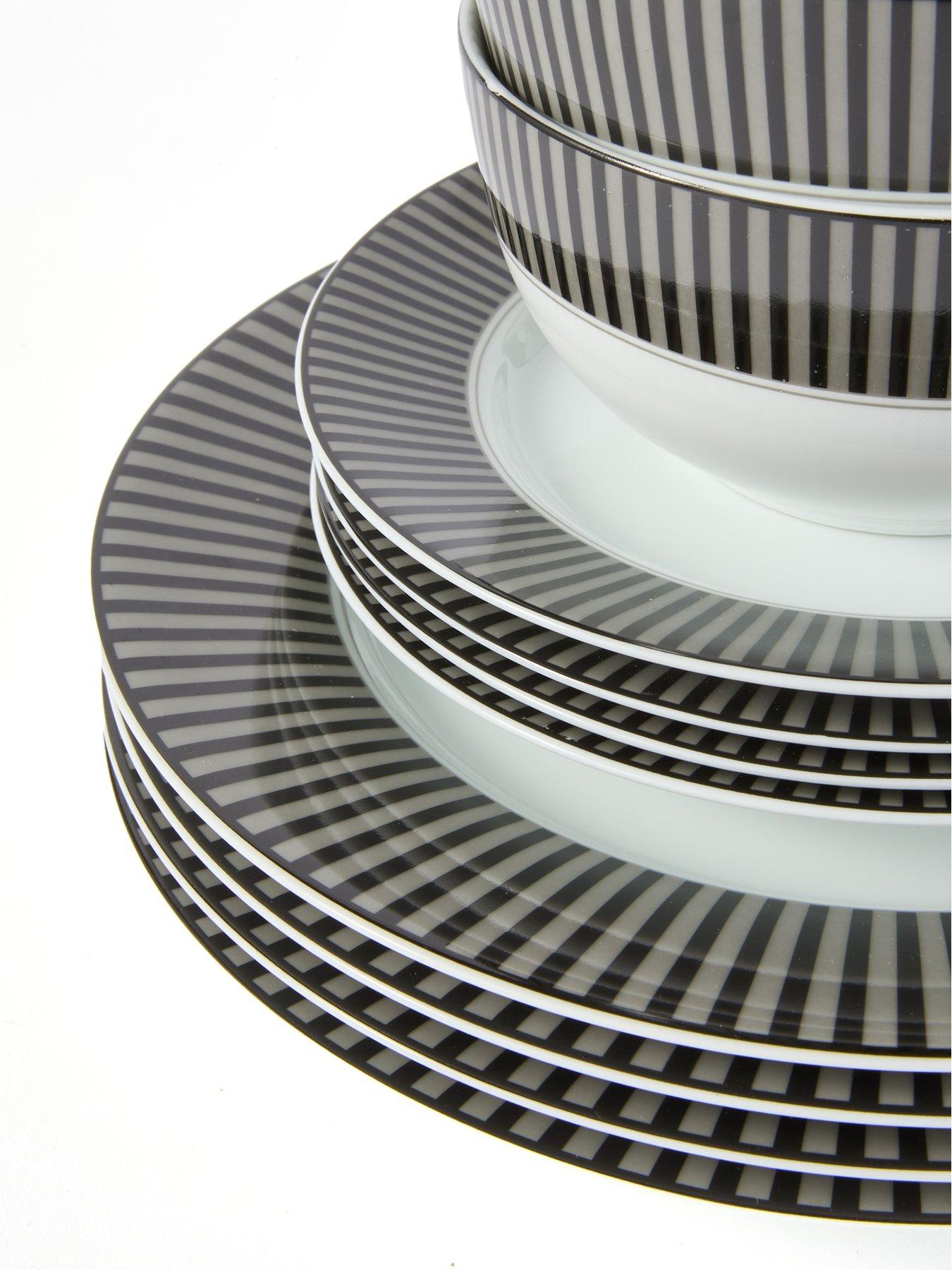 Image 4 of 5 of WATERSIDE 12pc Black &amp; Grey Stripe