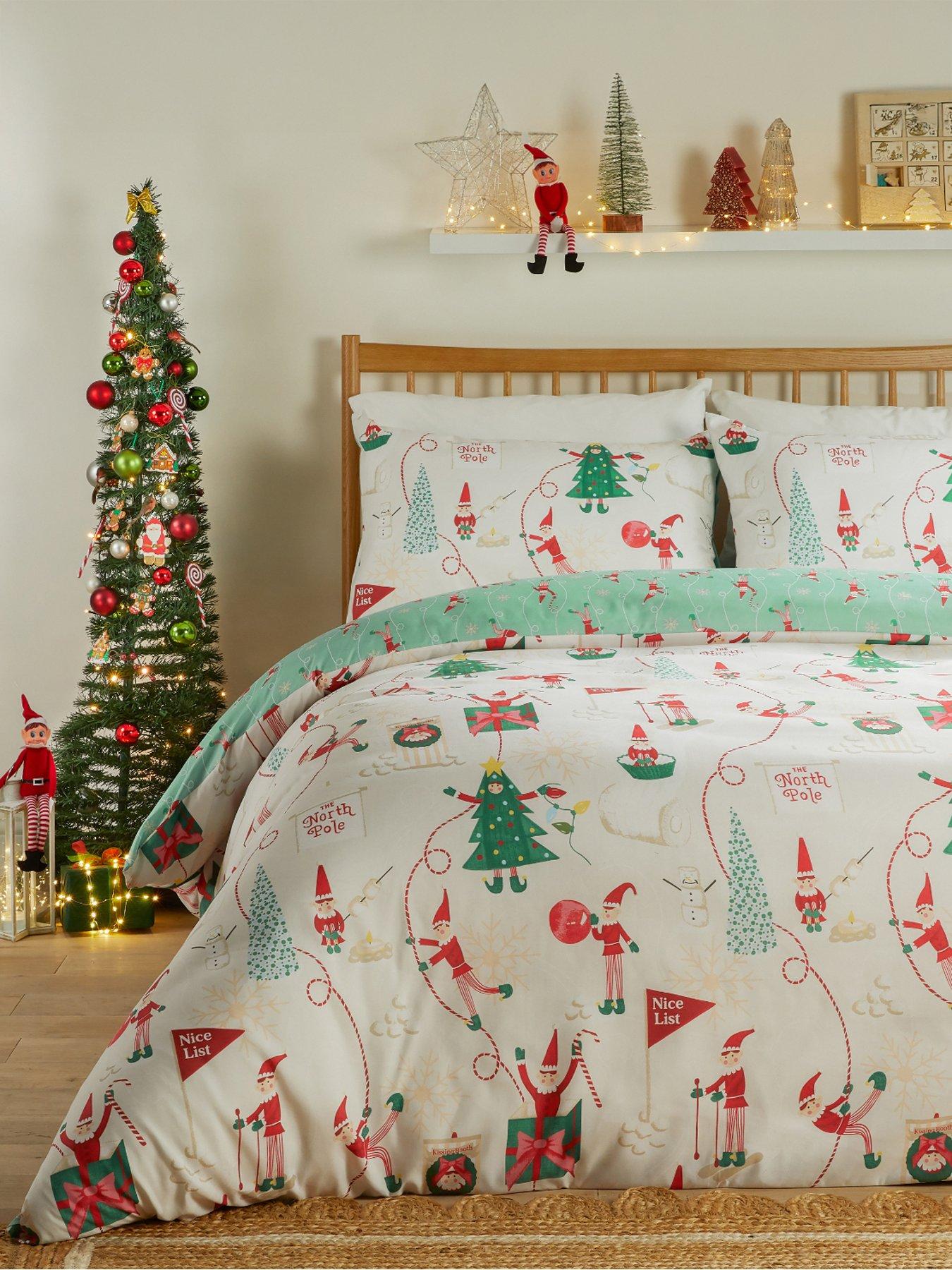 Duvet Day Elfie Christmas Duvet Set Cream/Mint