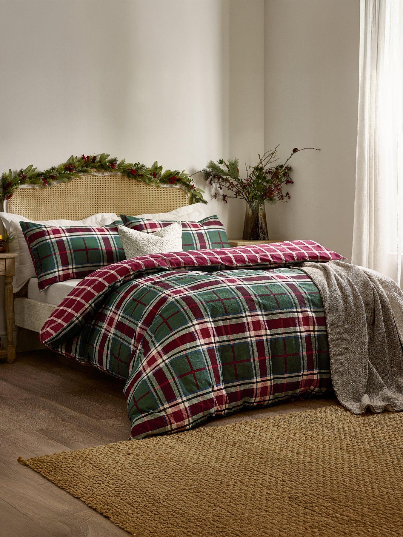 Wylder Braemar Check King Size Duvet Set Berry/pine
