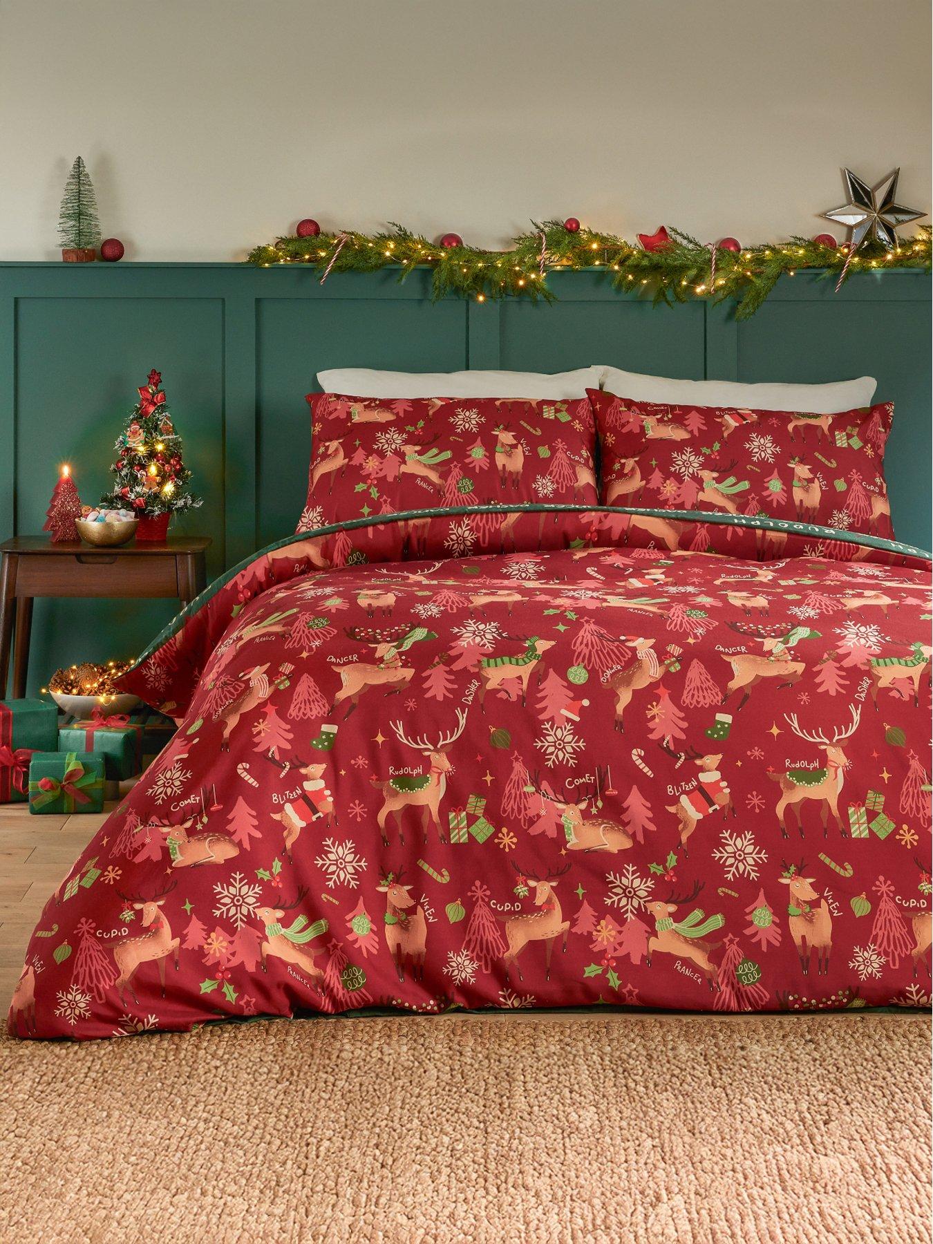 undefined Sleigh Team Christmas Duvet Set Red