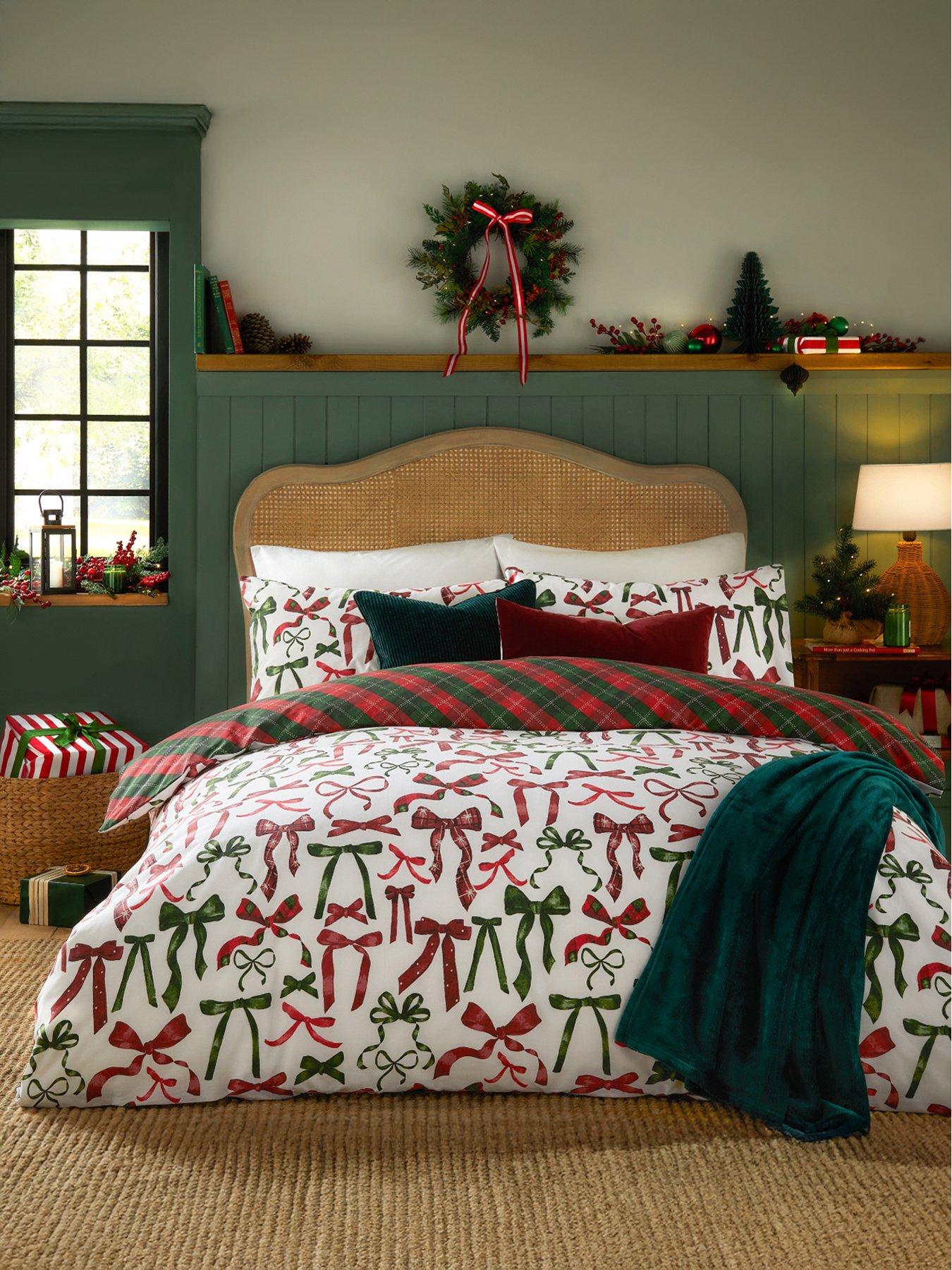 Furn Nathalie Bows King Size Duvet Set Berry/pine