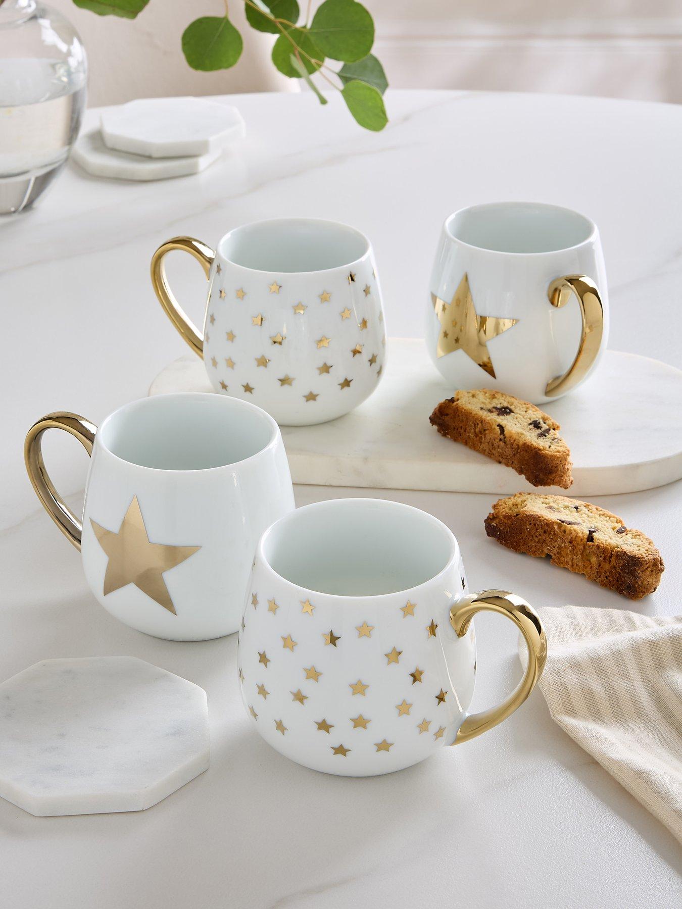 WATERSIDE 4pc Gold Star Mugs