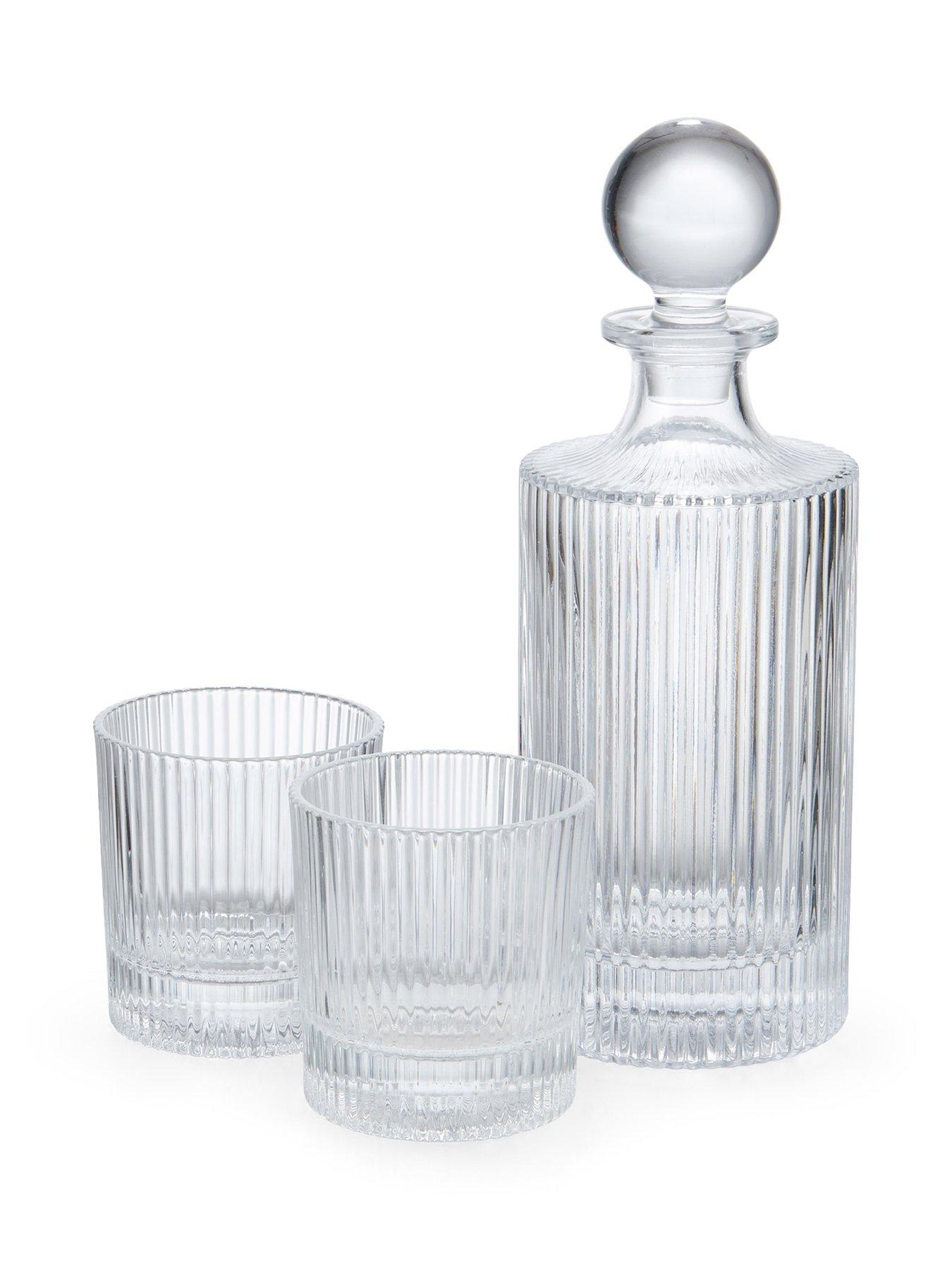 BarCraft Decanter Set 750ml Ribbed Glass
