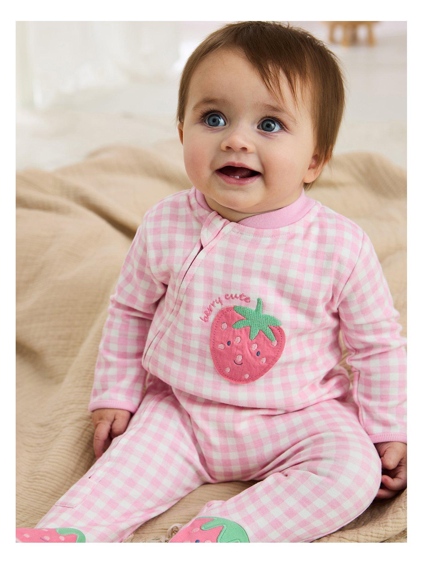 JoJo Maman Bebe Baby Girls Strawberry Gingham Applique Zip