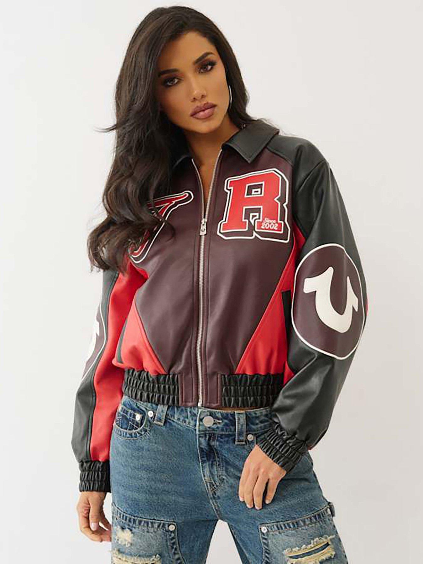 TRUE RELIGION Colour Blocked PU Varsity Jacket - Multi