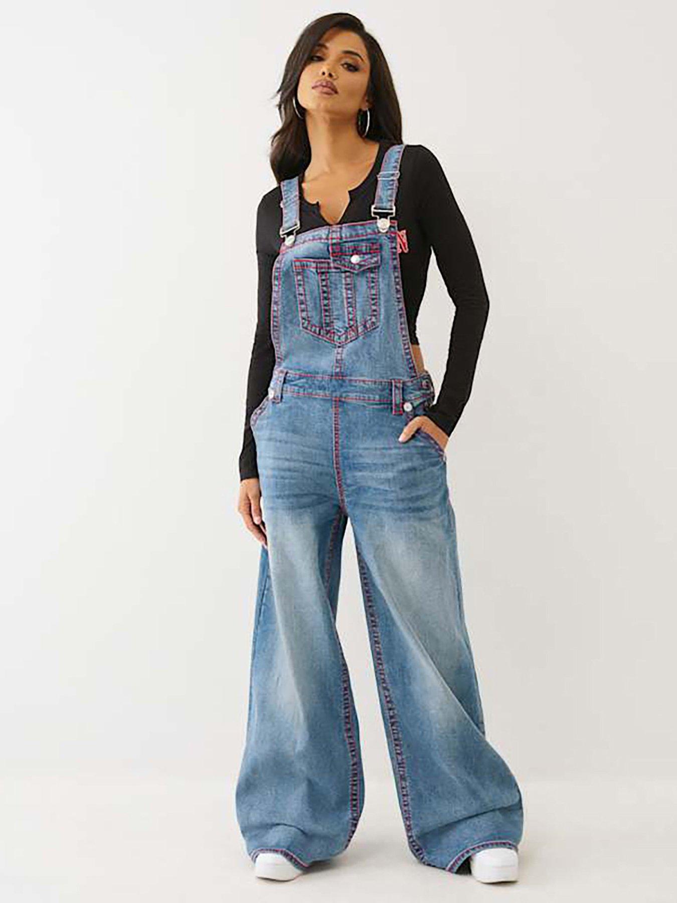 TRUE RELIGION Denim Baggy Overall Big T Dun
