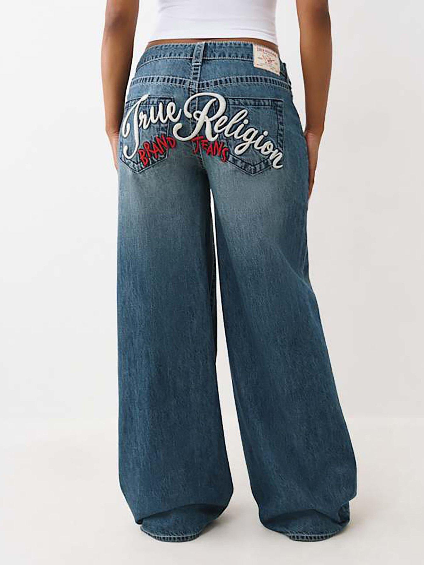 TRUE RELIGION Embroidery Jessie Super Baggy Jeans Dark Wash Very
