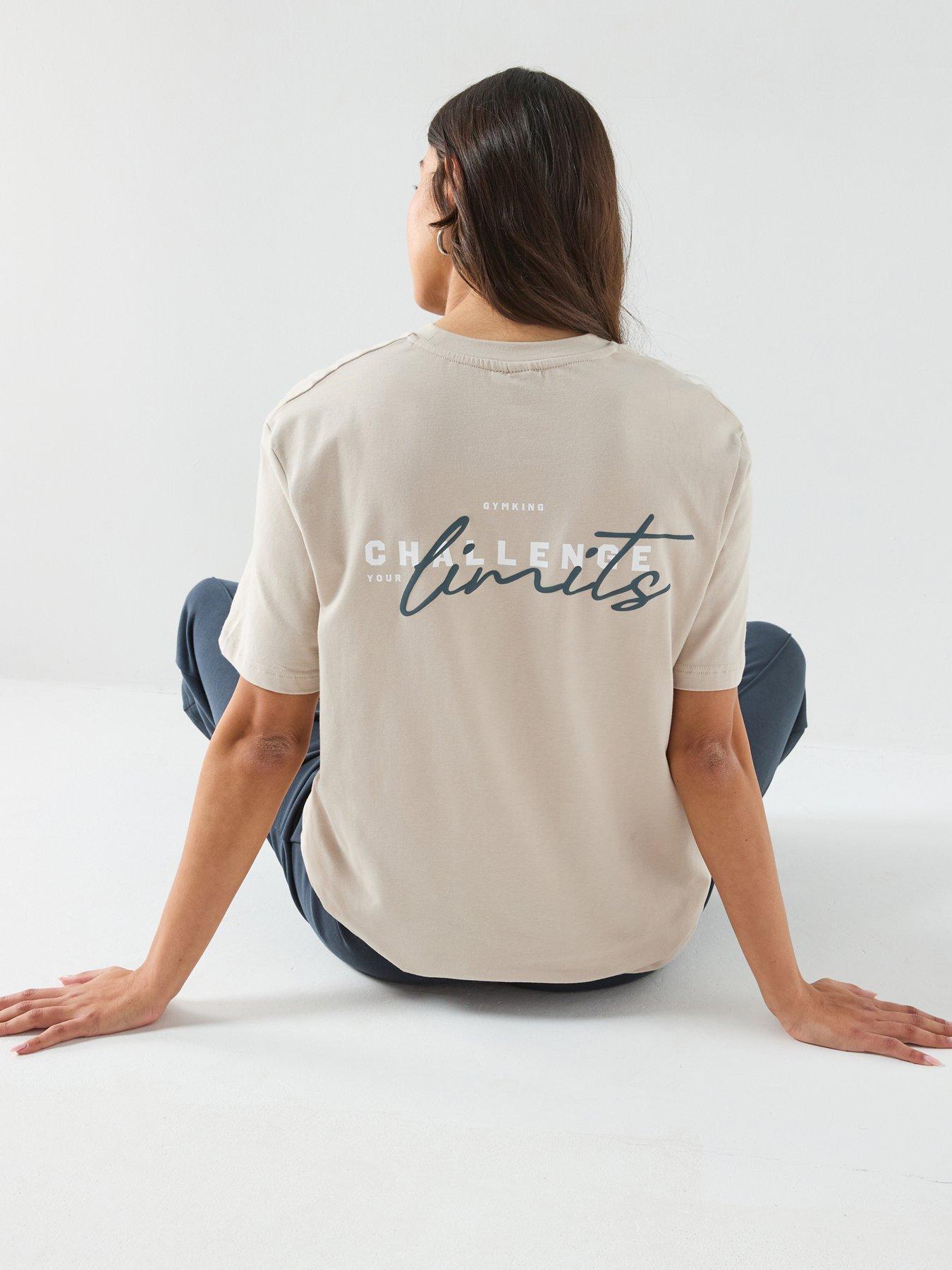 Gym King Womens Challenge Boyfriend T-Shirt - Beige