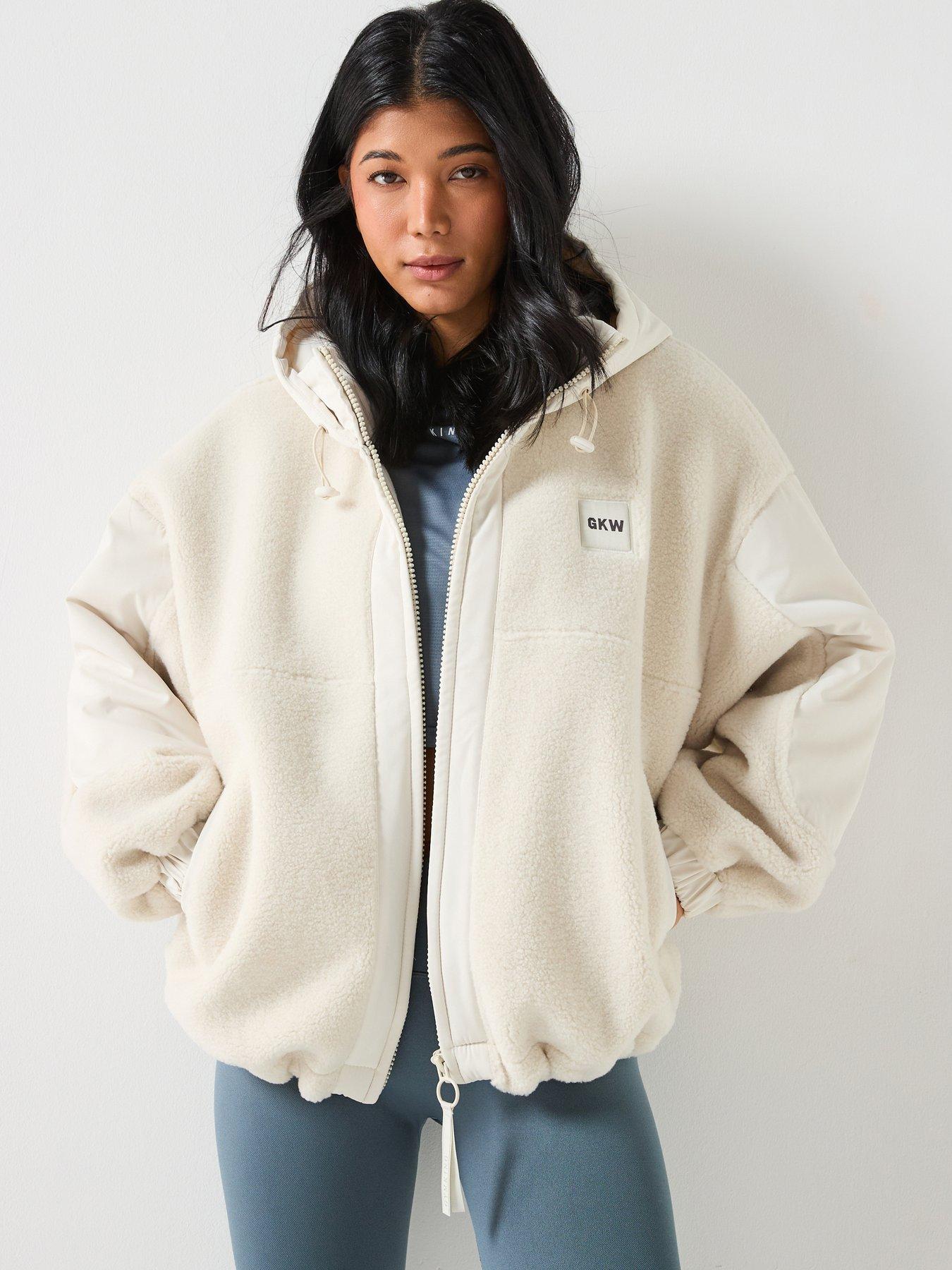 Gym King Womens Borg Woven Jacket - Cream