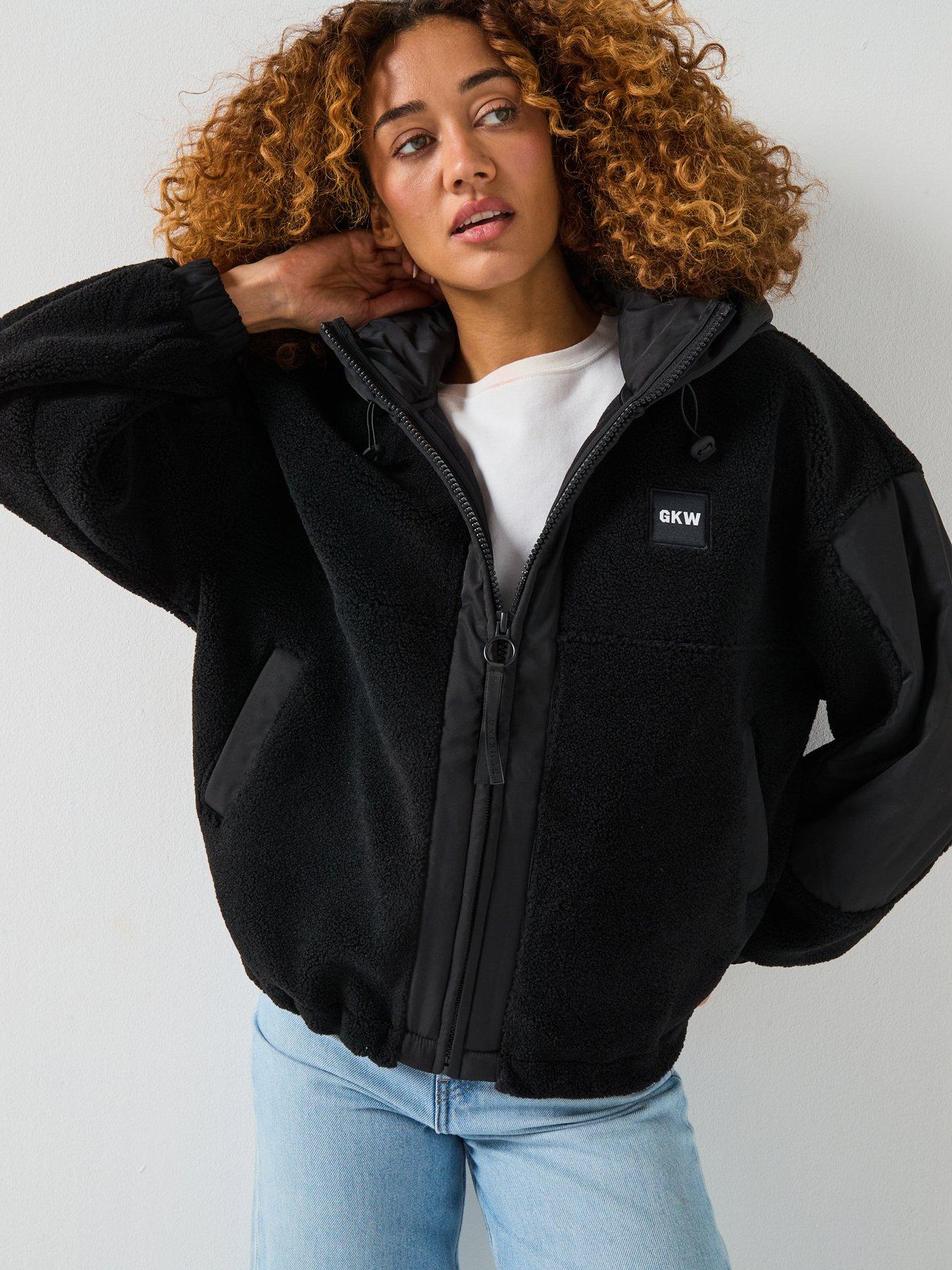 Image 1 of 5 of Gym King Womens Borg Woven Jacket - Black