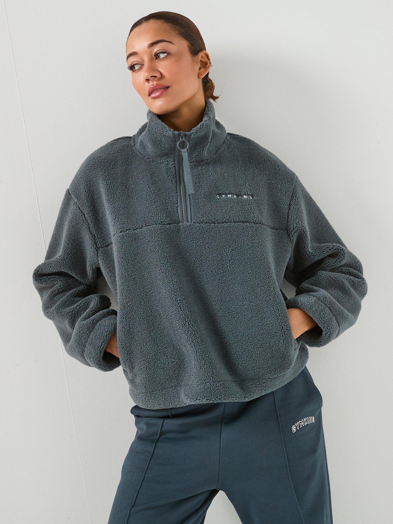 Gym King Womens Linear Borg 1/4 Zip Fleece - Blue