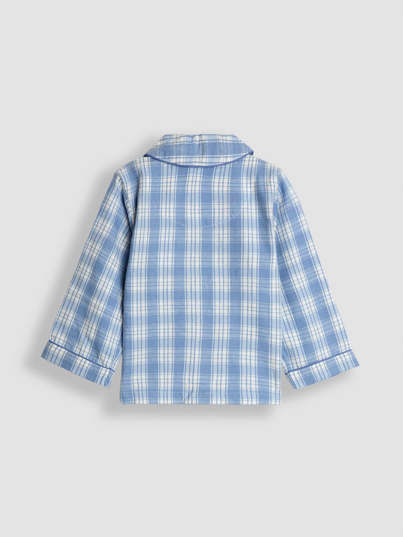 Image 3 of 6 of JoJo Maman Bebe Toddler Boys Woven Check Fox Character Pyjamas - Blue