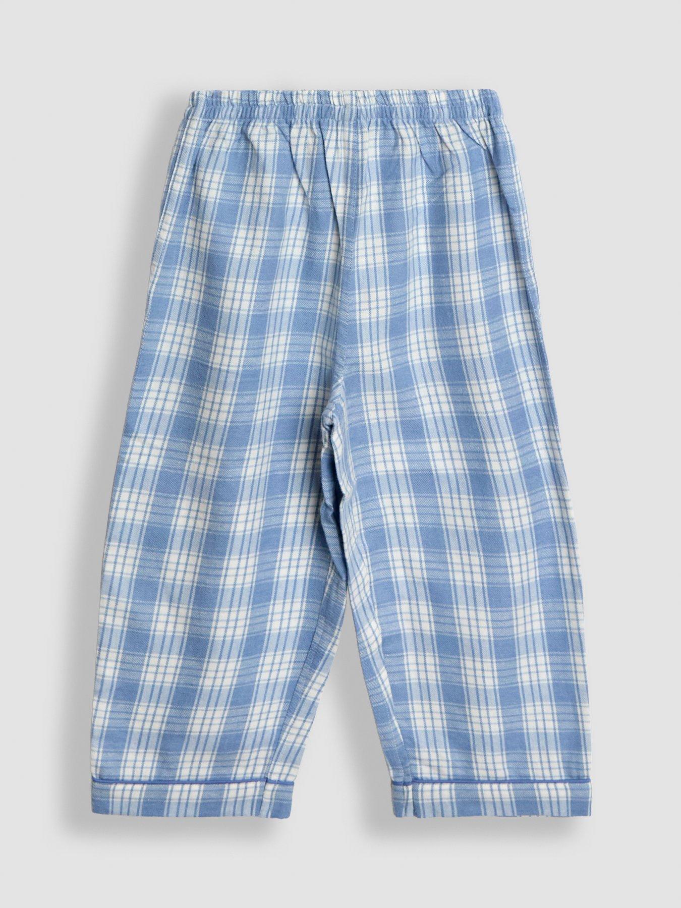 Image 4 of 6 of JoJo Maman Bebe Toddler Boys Woven Check Fox Character Pyjamas - Blue