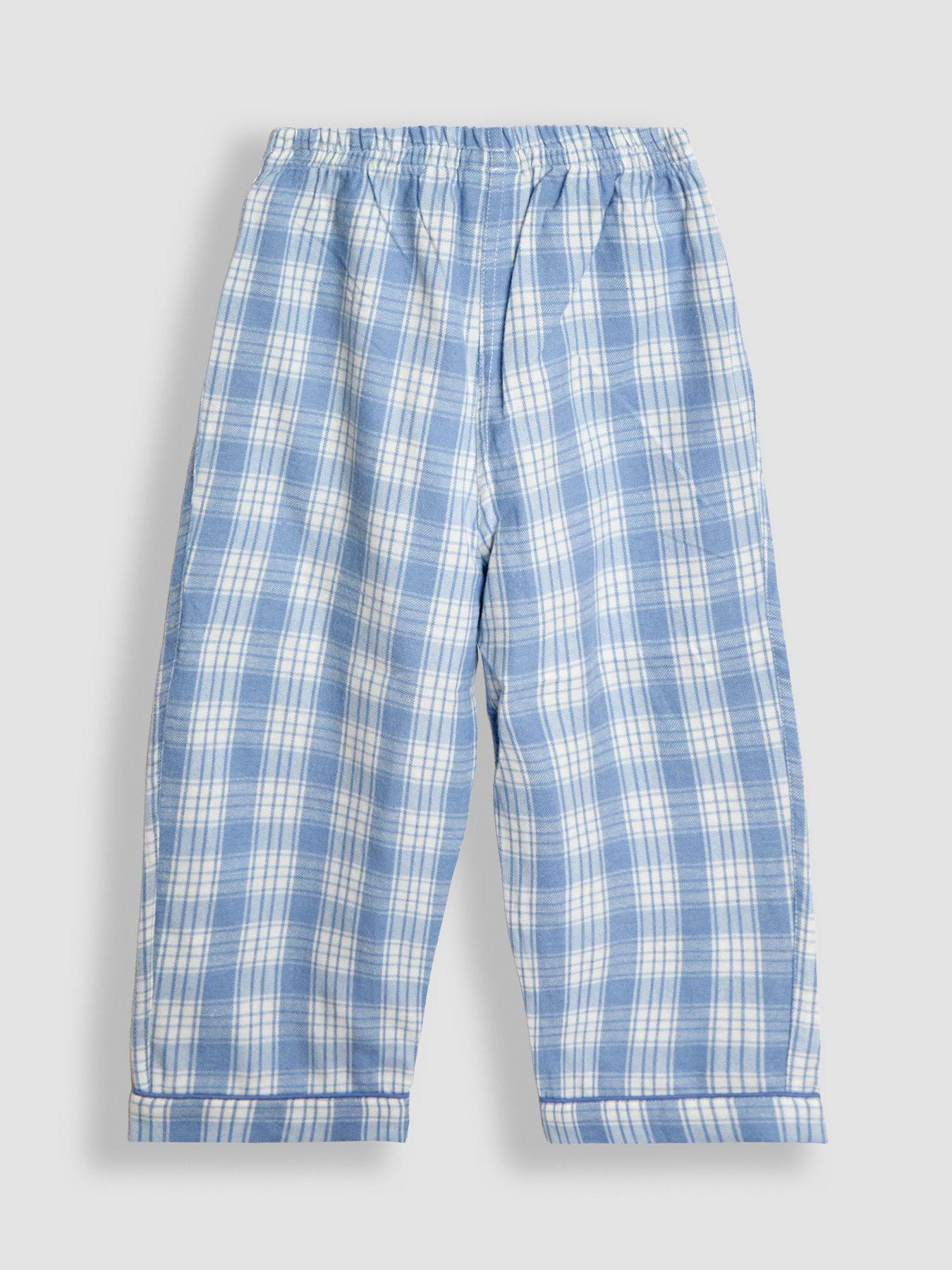 Image 5 of 6 of JoJo Maman Bebe Toddler Boys Woven Check Fox Character Pyjamas - Blue