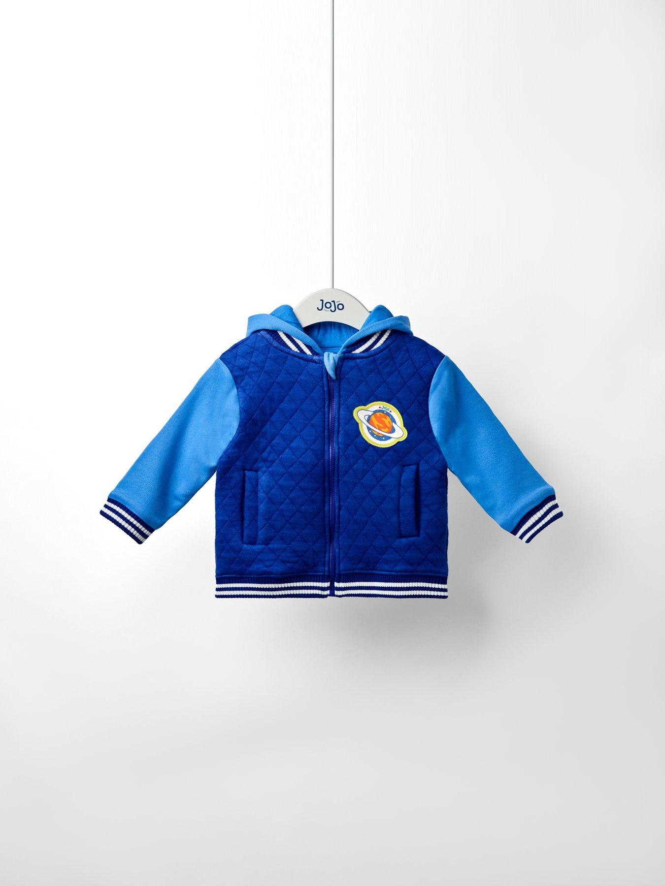 JoJo Maman Bebe Toddler Boys Rocket Applique Quilted Bomber Jacket - Blue